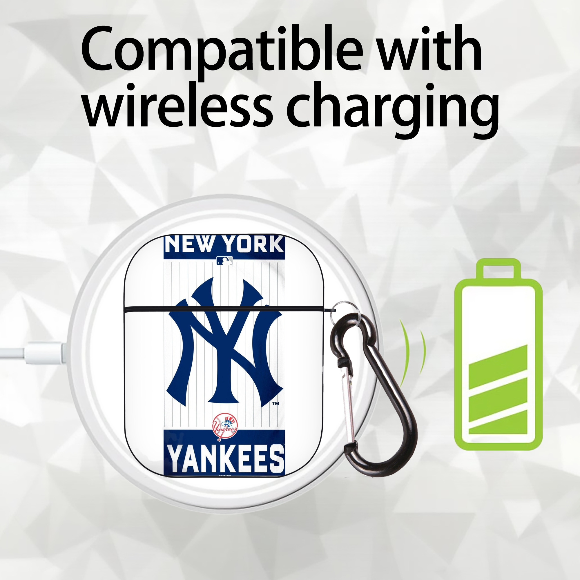 New York Yankees 23 AirPods 2 Case Hard Shell Black, Flexible PC Material, Precise Cutouts, Full Protection, Anti-Fingerprint, Washable, Includes Keychain – Durable & Slim Design