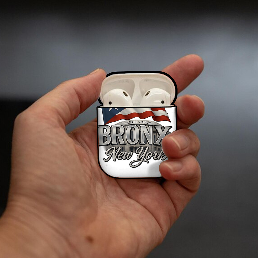 New York Yankees BRONX Yankees Stadium AirPods 2 Case Hard Shell Black, Flexible PC Material, Precise Cutouts, Full Protection, Anti-Fingerprint, Washable, Includes Keychain – Durable & Slim Design