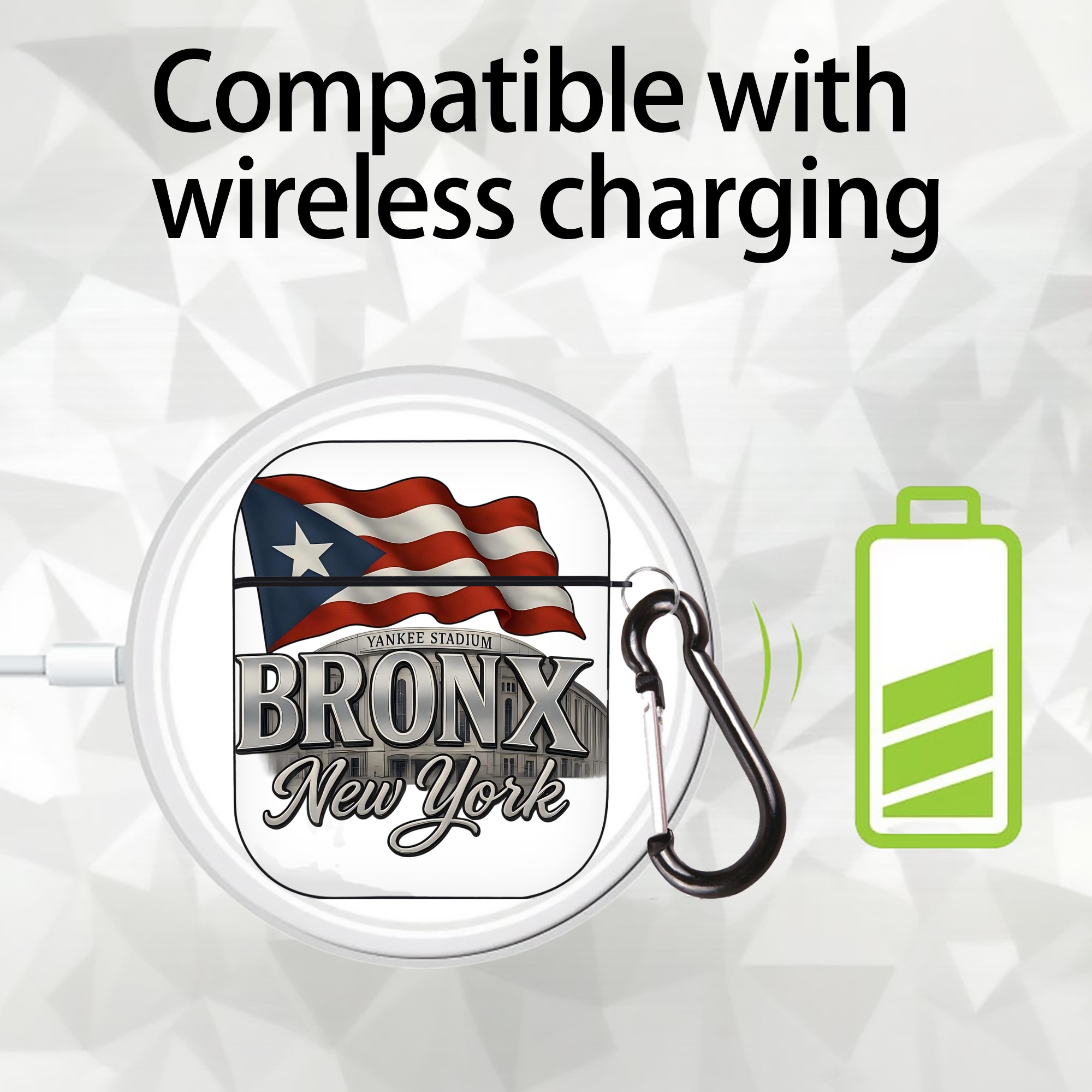 New York Yankees BRONX Yankees Stadium AirPods 2 Case Hard Shell Black, Flexible PC Material, Precise Cutouts, Full Protection, Anti-Fingerprint, Washable, Includes Keychain – Durable & Slim Design