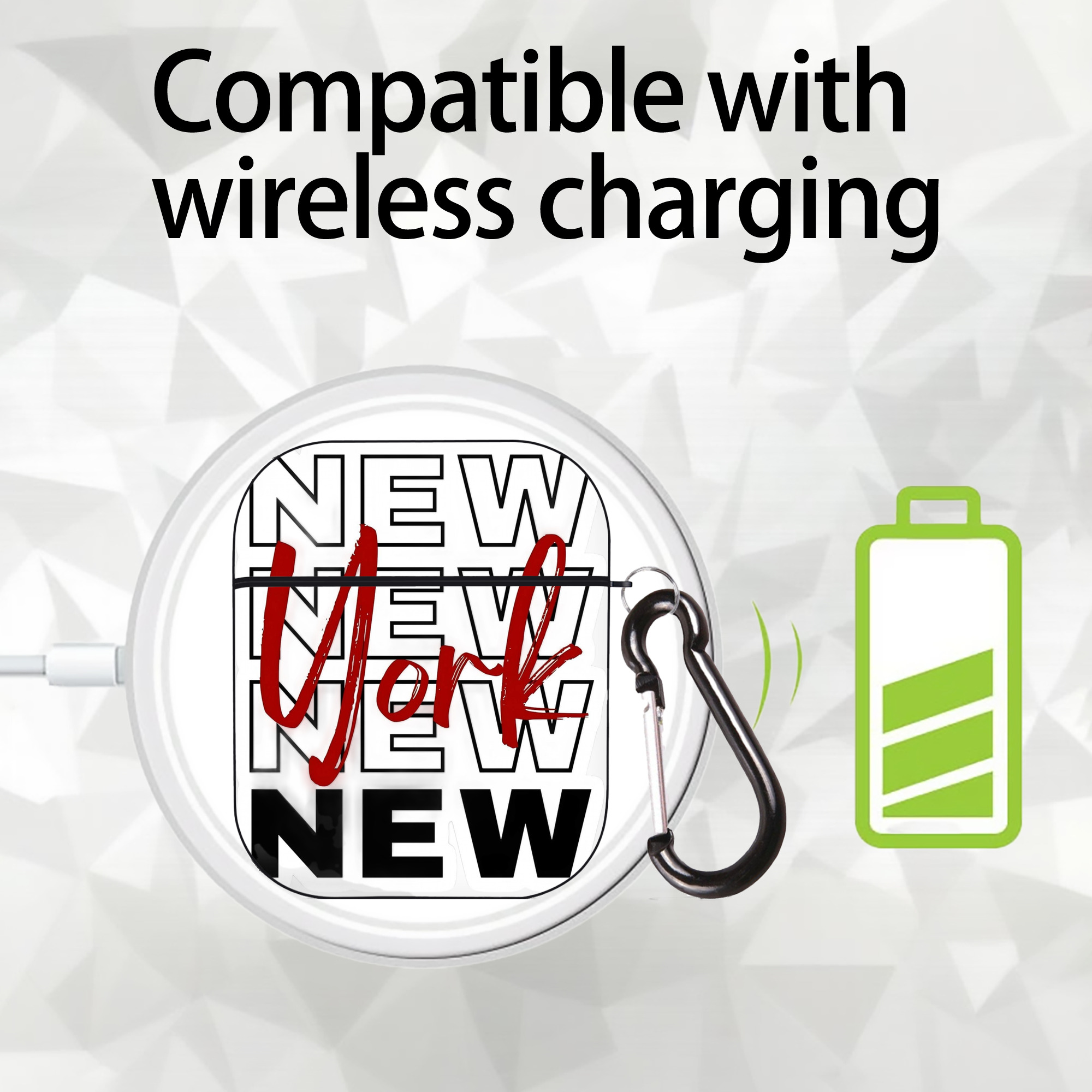 New York Yankees New York Logo AirPods 2 Case Hard Shell Black, Flexible PC Material, Precise Cutouts, Full Protection, Anti-Fingerprint, Washable, Includes Keychain – Durable & Slim Design