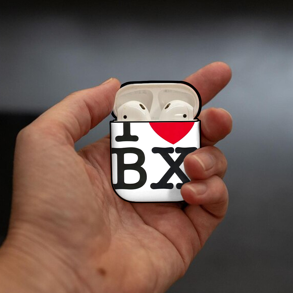 New York Yankees I Love BX AirPods 2 Case Hard Shell Black, Flexible PC Material, Precise Cutouts, Full Protection, Anti-Fingerprint, Washable, Includes Keychain – Durable & Slim Design