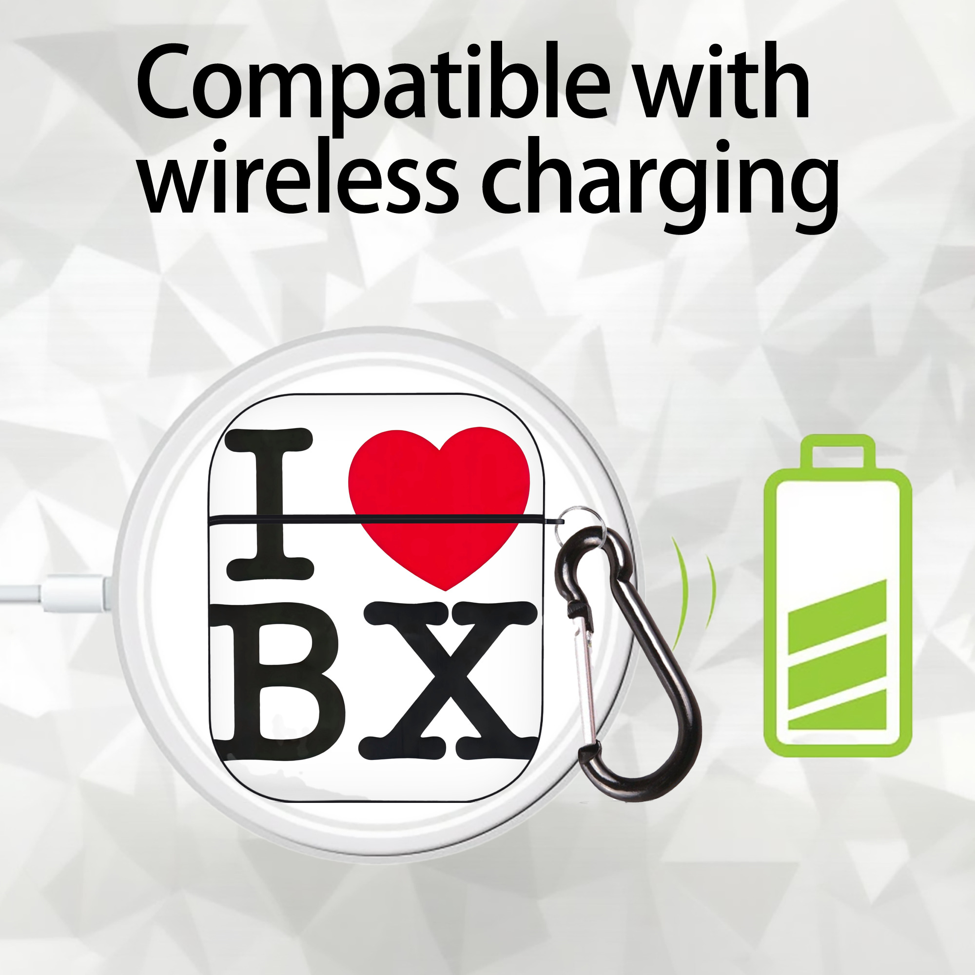 New York Yankees I Love BX AirPods 2 Case Hard Shell Black, Flexible PC Material, Precise Cutouts, Full Protection, Anti-Fingerprint, Washable, Includes Keychain – Durable & Slim Design