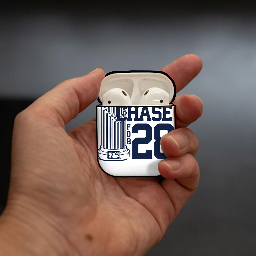 New York Yankees Chase For 28 AirPods 2 Case Hard Shell Black, Flexible PC Material, Precise Cutouts, Full Protection, Anti-Fingerprint, Washable, Includes Keychain – Durable & Slim Design