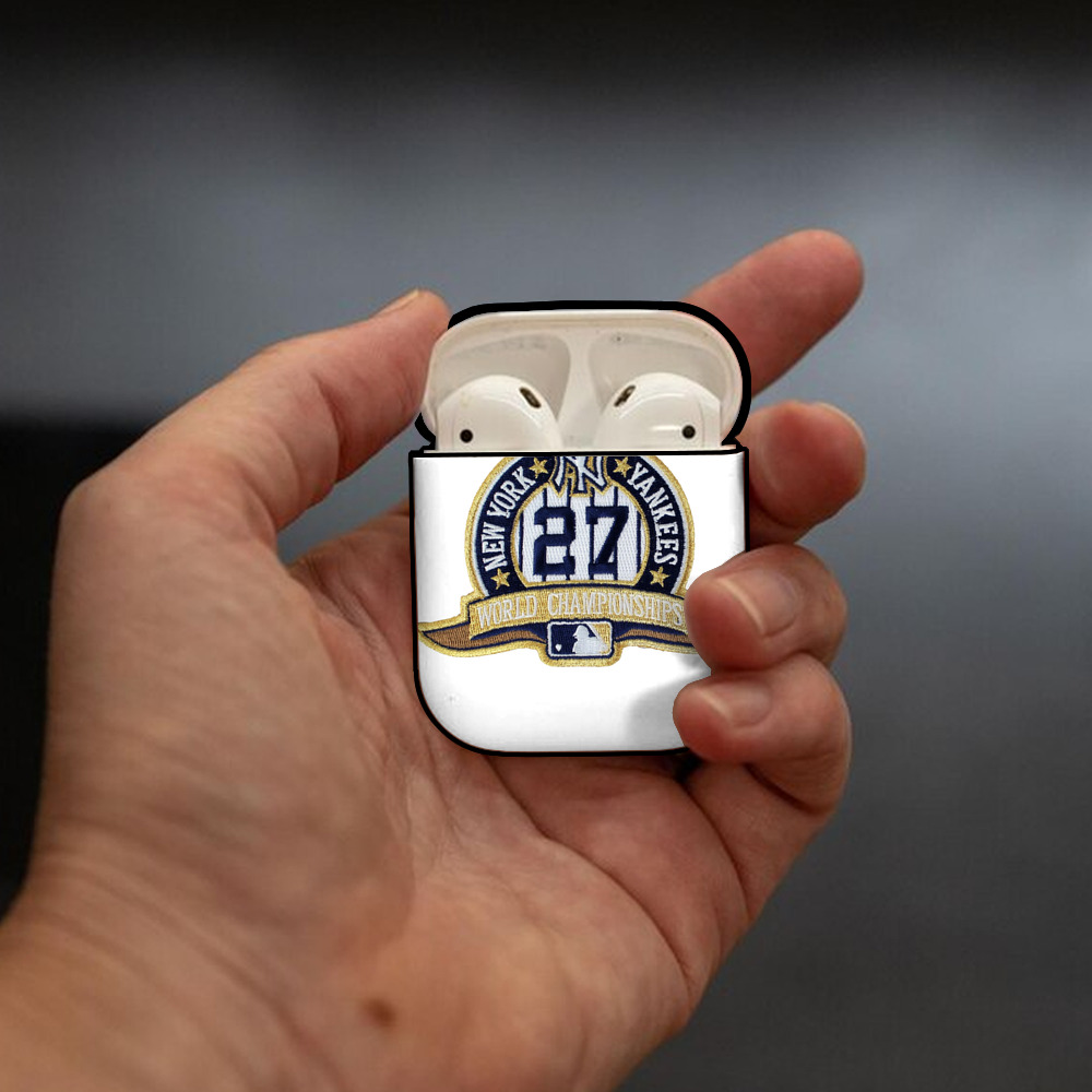 New York Yankees 271 AirPods 2 Case Hard Shell Black, Flexible PC Material, Precise Cutouts, Full Protection, Anti-Fingerprint, Washable, Includes Keychain – Durable & Slim Design