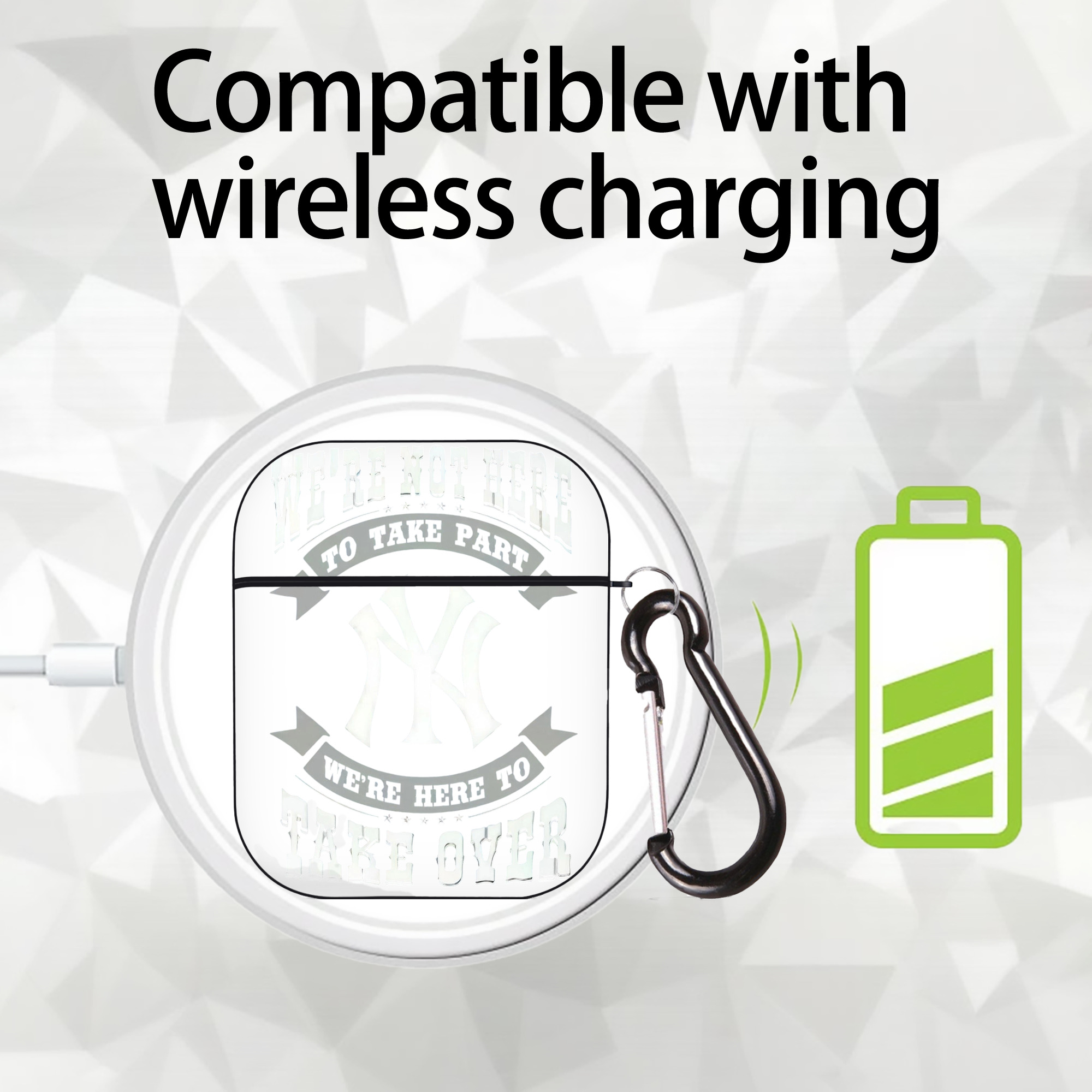 New York Yankees 276 AirPods 2 Case Hard Shell Black, Flexible PC Material, Precise Cutouts, Full Protection, Anti-Fingerprint, Washable, Includes Keychain – Durable & Slim Design