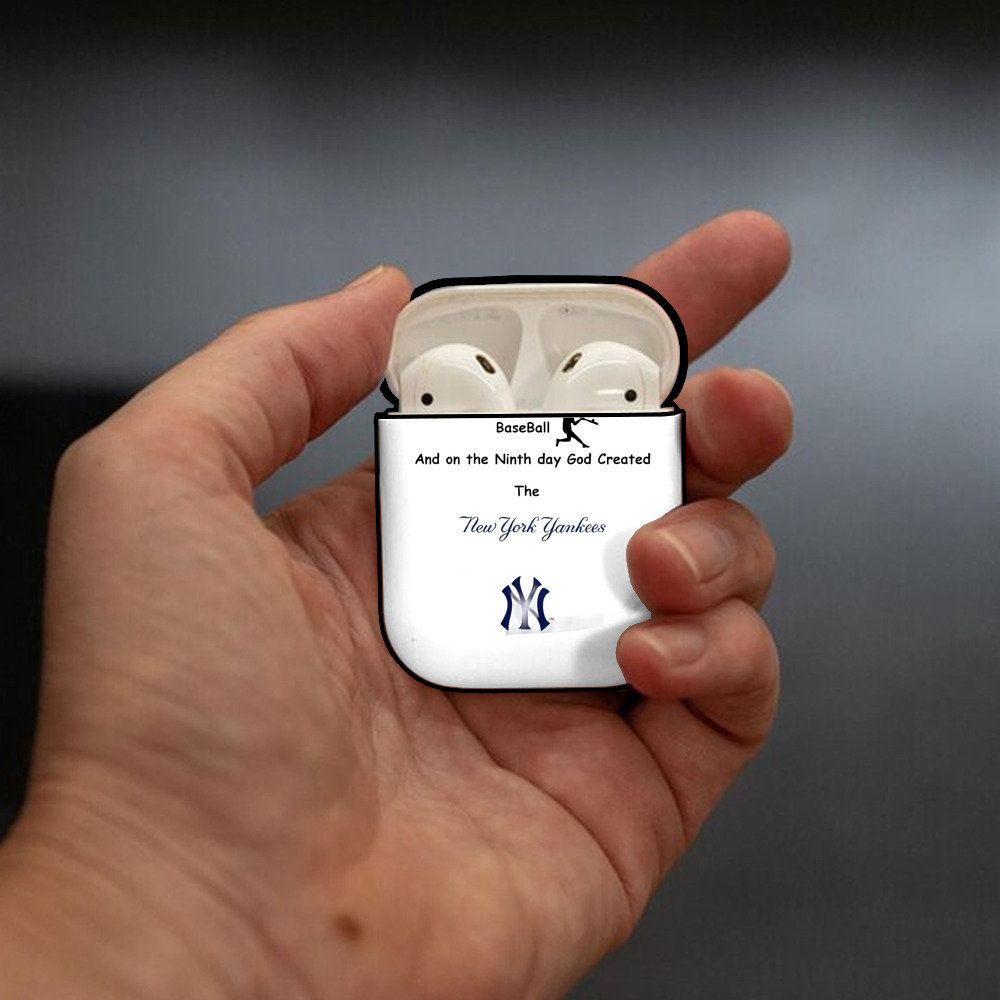 New York Yankees 281 AirPods 2 Case Hard Shell Black, Flexible PC Material, Precise Cutouts, Full Protection, Anti-Fingerprint, Washable, Includes Keychain – Durable & Slim Design