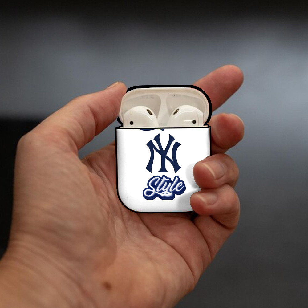 New York Yankees Empire Yankees Style AirPods 2 Case Hard Shell Black, Flexible PC Material, Precise Cutouts, Full Protection, Anti-Fingerprint, Washable, Includes Keychain – Durable & Slim Design