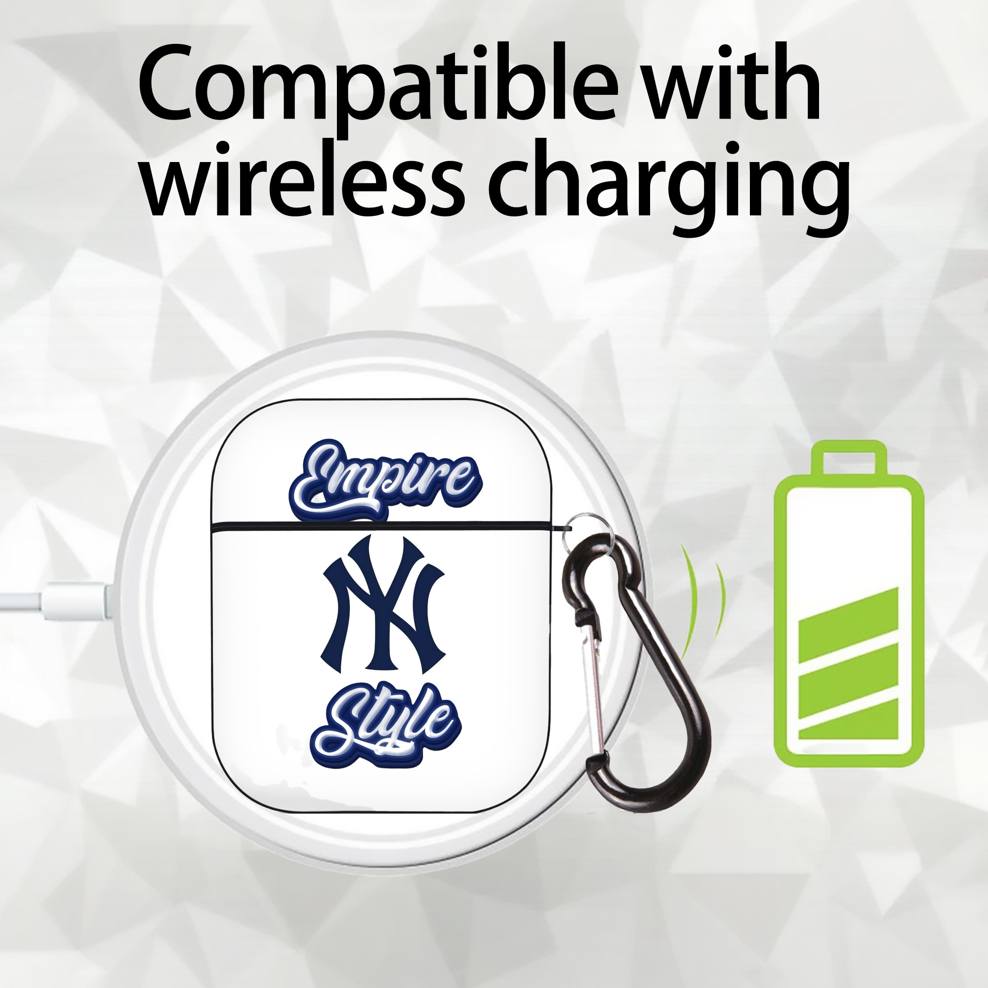 New York Yankees Empire Yankees Style AirPods 2 Case Hard Shell Black, Flexible PC Material, Precise Cutouts, Full Protection, Anti-Fingerprint, Washable, Includes Keychain – Durable & Slim Design