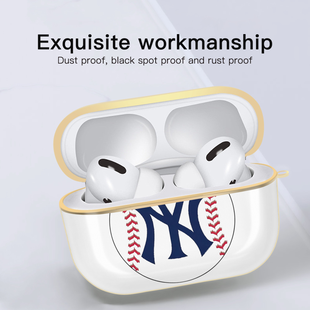 New York Yankees Baseball Luxury Gold AirPods Pro Case With Keychain, Flexible PC Material, Full Protection, Precise Cutouts, Anti-Fingerprint, Washable, Durable Design