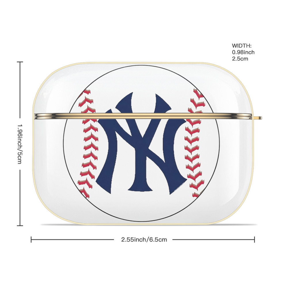 New York Yankees Baseball Luxury Gold AirPods Pro Case With Keychain, Flexible PC Material, Full Protection, Precise Cutouts, Anti-Fingerprint, Washable, Durable Design