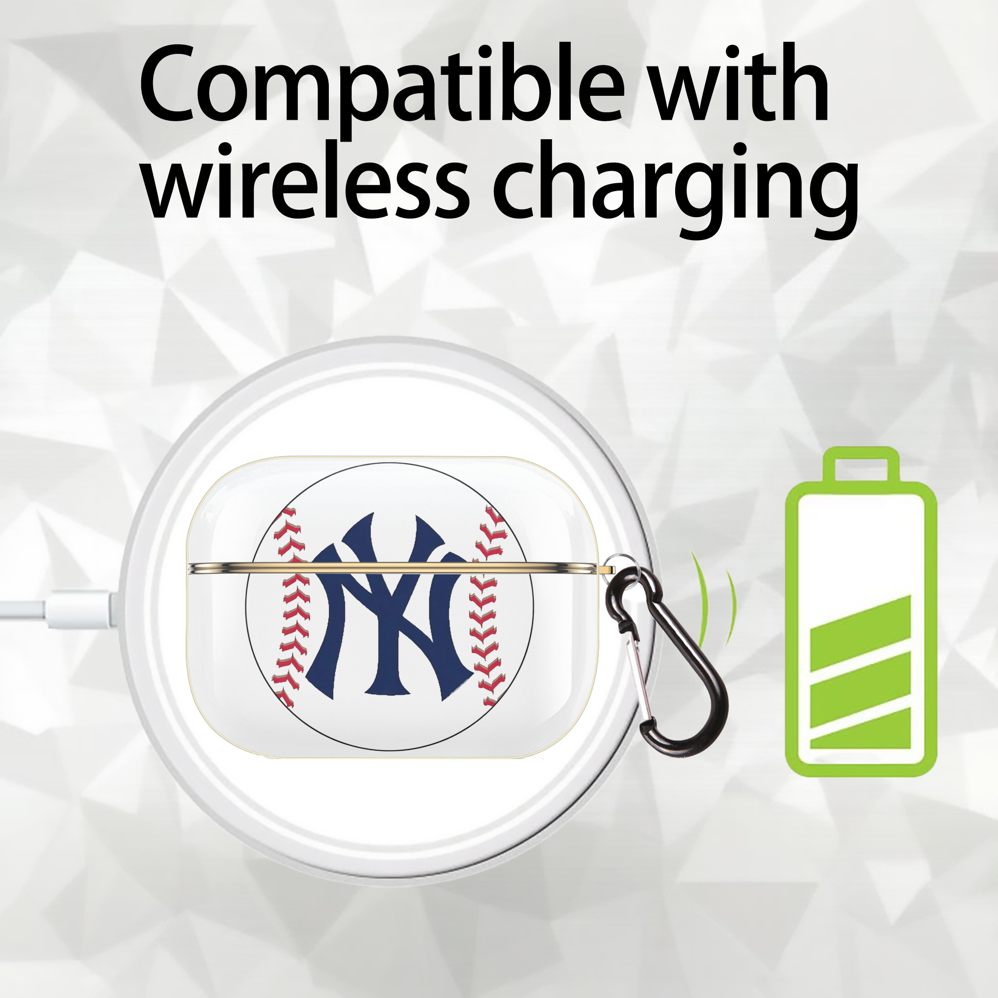 New York Yankees Baseball Luxury Gold AirPods Pro Case With Keychain, Flexible PC Material, Full Protection, Precise Cutouts, Anti-Fingerprint, Washable, Durable Design