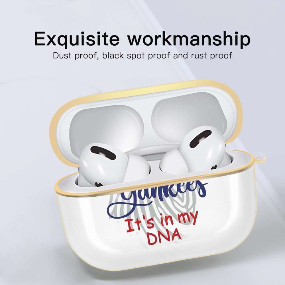 New York Yankees It's In My DNA Luxury Gold AirPods Pro Case With Keychain, Flexible PC Material, Full Protection, Precise Cutouts, Anti-Fingerprint, Washable, Durable Design