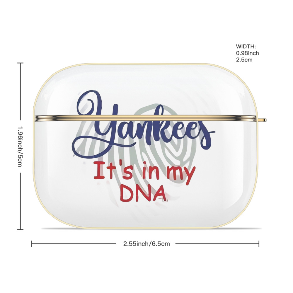 New York Yankees It's In My DNA Luxury Gold AirPods Pro Case With Keychain, Flexible PC Material, Full Protection, Precise Cutouts, Anti-Fingerprint, Washable, Durable Design