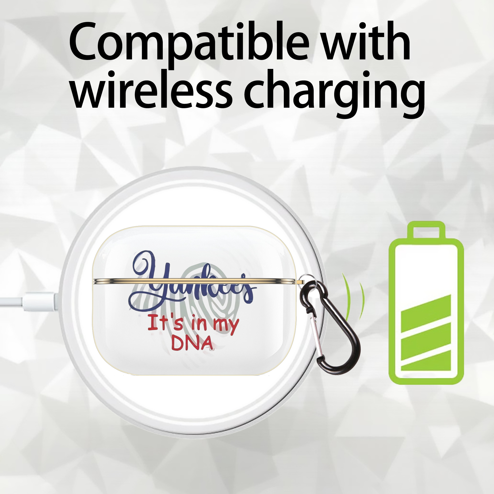 New York Yankees It's In My DNA Luxury Gold AirPods Pro Case With Keychain, Flexible PC Material, Full Protection, Precise Cutouts, Anti-Fingerprint, Washable, Durable Design