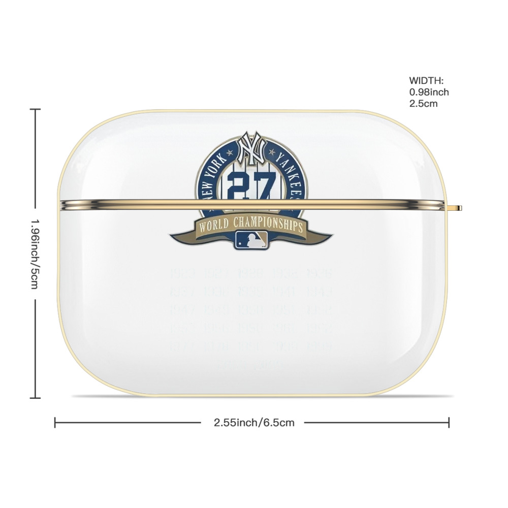 New York Yankees 27 WS Championships Luxury Gold AirPods Pro Case With Keychain, Flexible PC Material, Full Protection, Precise Cutouts, Anti-Fingerprint, Washable, Durable Design