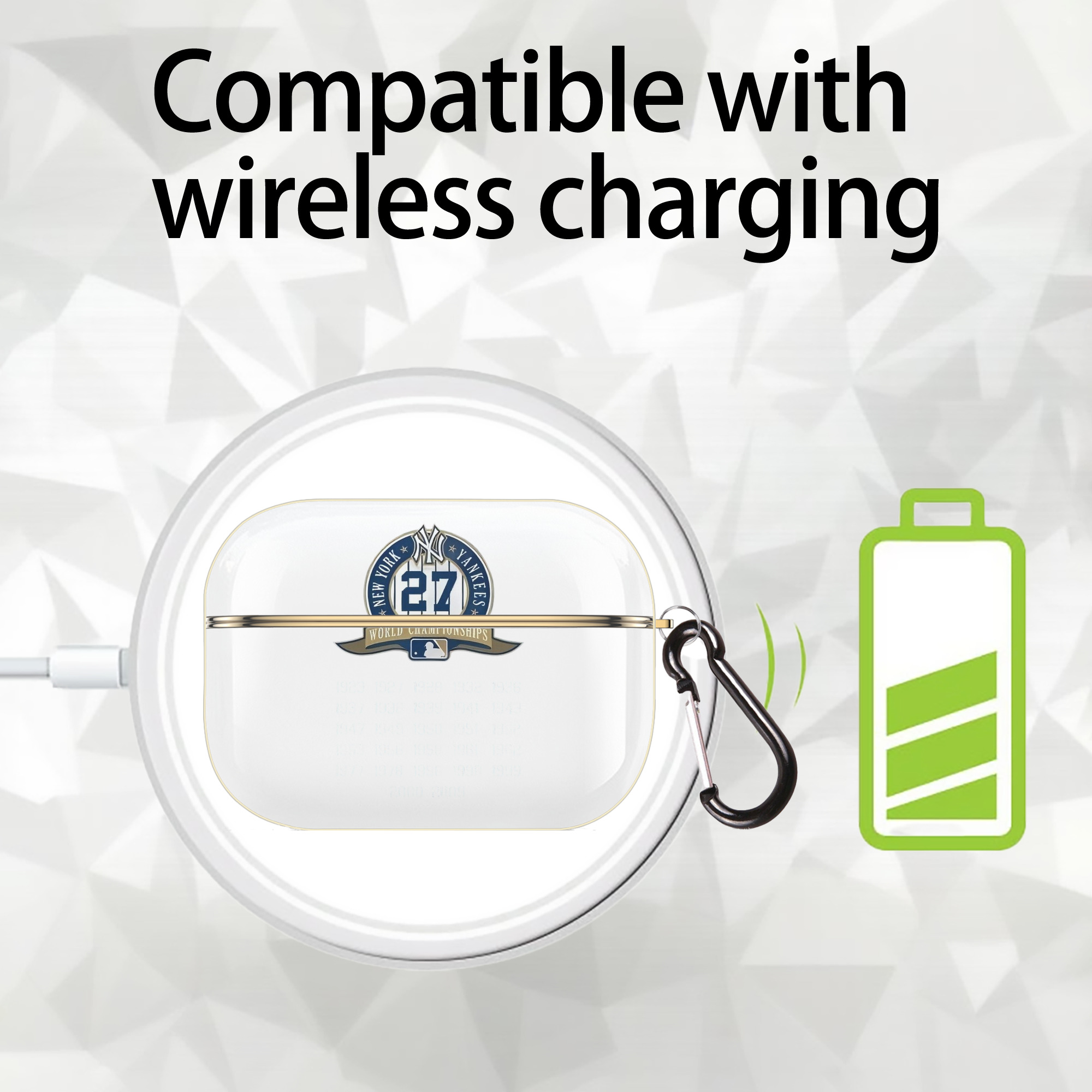 New York Yankees 27 WS Championships Luxury Gold AirPods Pro Case With Keychain, Flexible PC Material, Full Protection, Precise Cutouts, Anti-Fingerprint, Washable, Durable Design