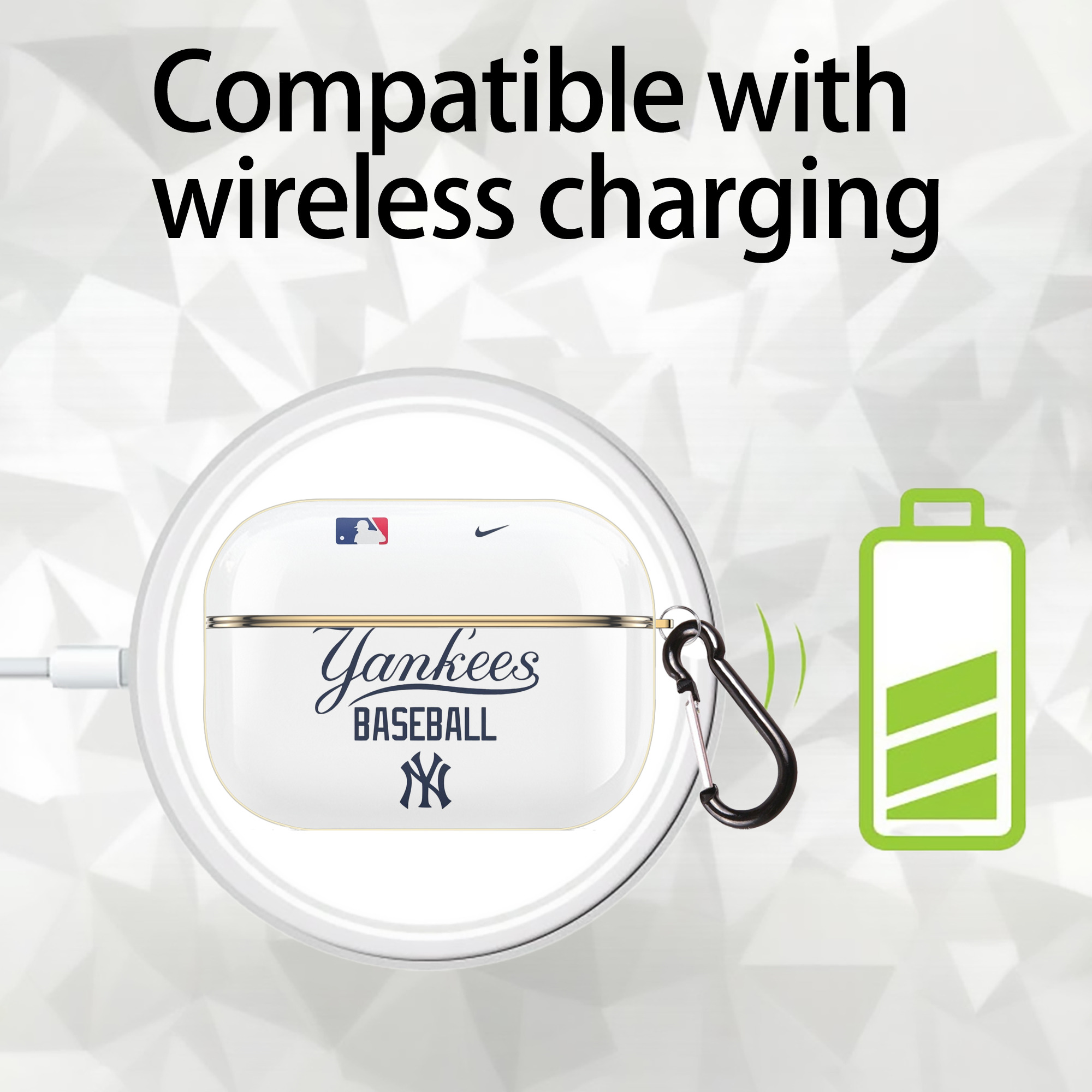 New York Yankees Baseball Luxury Gold AirPods Pro Case With Keychain, Flexible PC Material, Full Protection, Precise Cutouts, Anti-Fingerprint, Washable, Durable Design