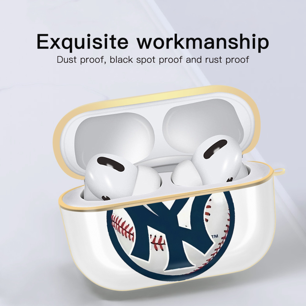 New York Yankees Baseball Luxury Gold AirPods Pro Case With Keychain, Flexible PC Material, Full Protection, Precise Cutouts, Anti-Fingerprint, Washable, Durable Design