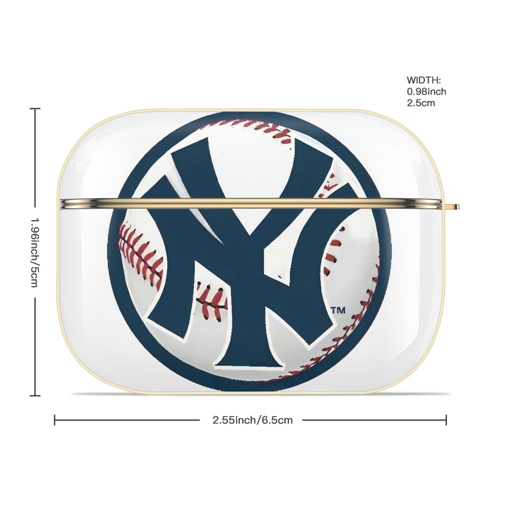 New York Yankees Baseball Luxury Gold AirPods Pro Case With Keychain, Flexible PC Material, Full Protection, Precise Cutouts, Anti-Fingerprint, Washable, Durable Design