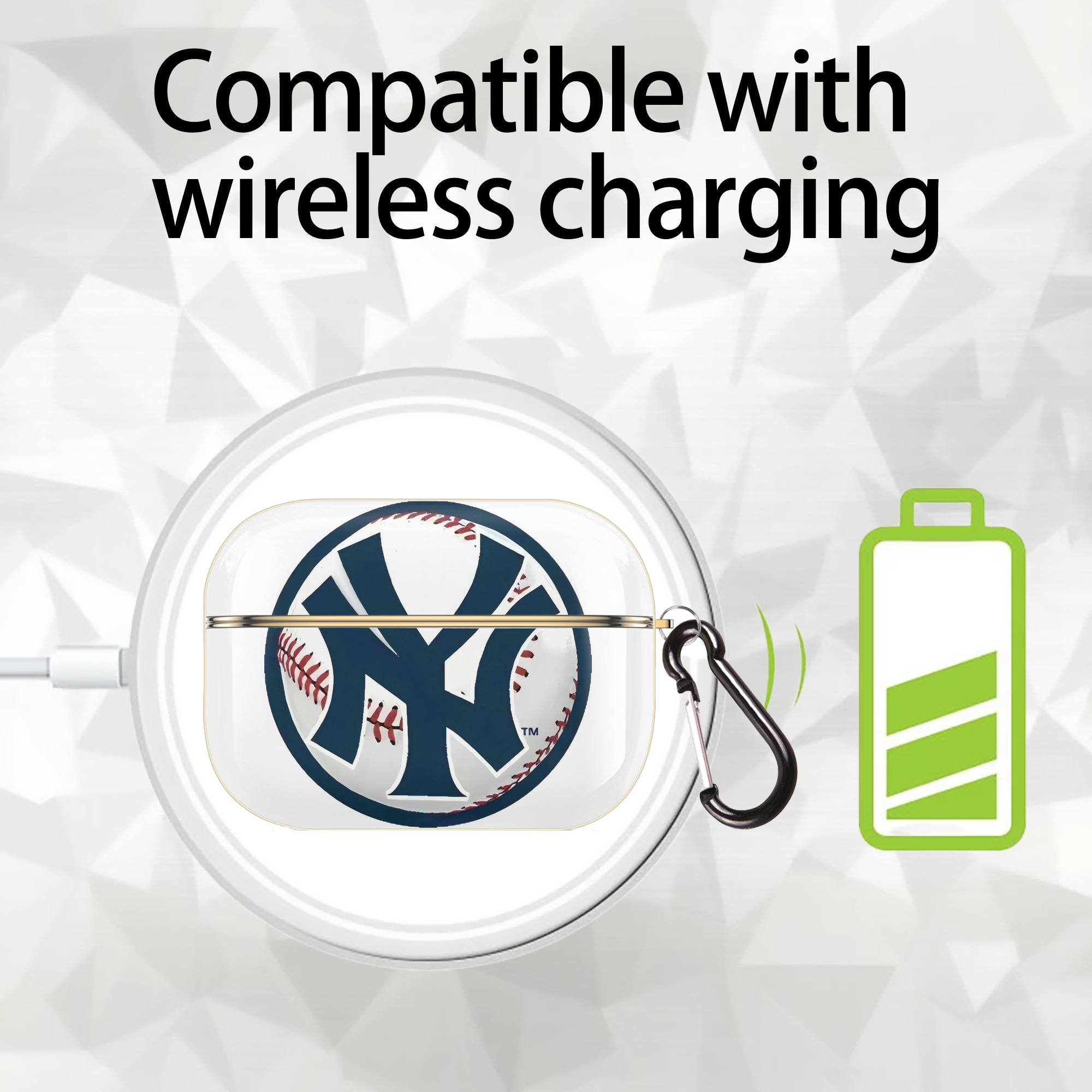 New York Yankees Baseball Luxury Gold AirPods Pro Case With Keychain, Flexible PC Material, Full Protection, Precise Cutouts, Anti-Fingerprint, Washable, Durable Design