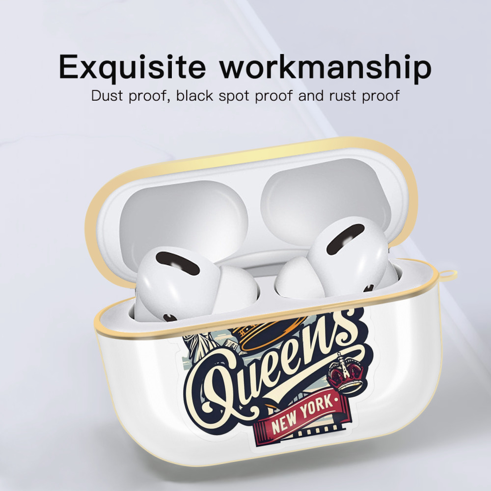 New York Yankees New York Queens Luxury Gold AirPods Pro Case With Keychain, Flexible PC Material, Full Protection, Precise Cutouts, Anti-Fingerprint, Washable, Durable Design