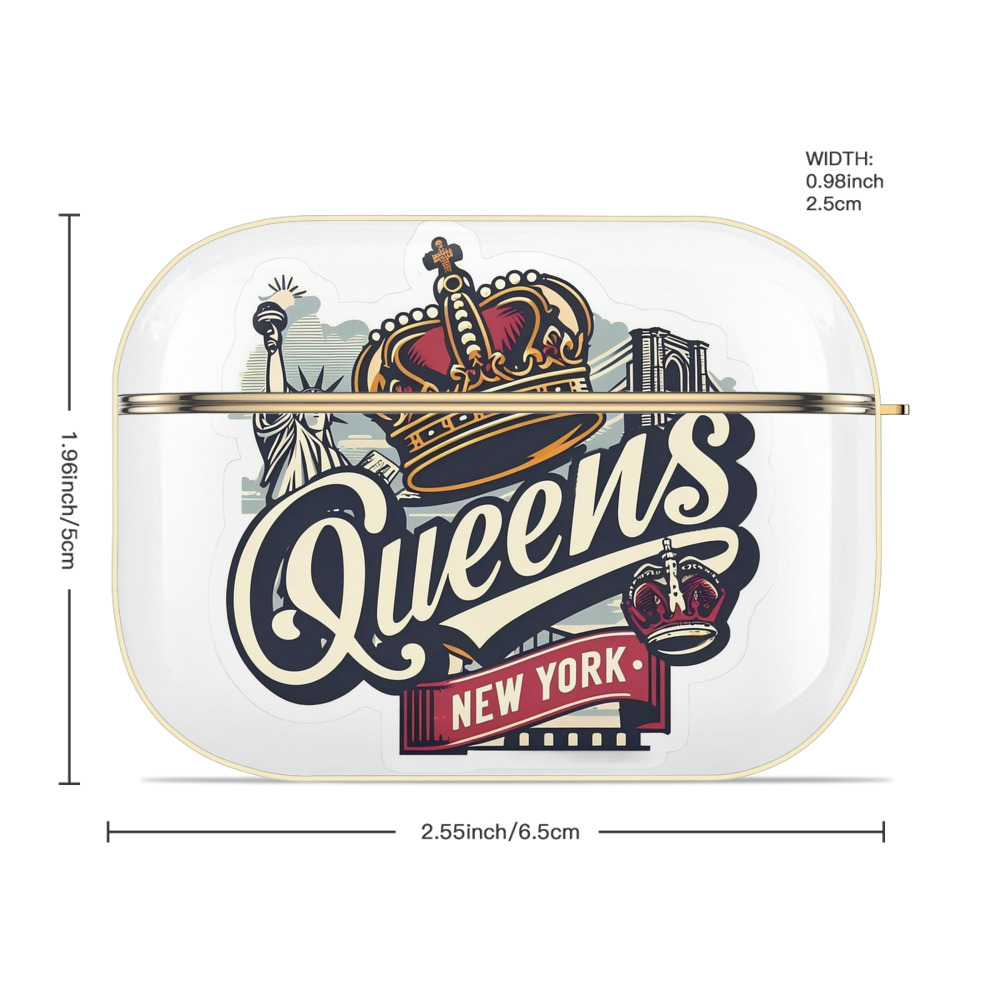 New York Yankees New York Queens Luxury Gold AirPods Pro Case With Keychain, Flexible PC Material, Full Protection, Precise Cutouts, Anti-Fingerprint, Washable, Durable Design