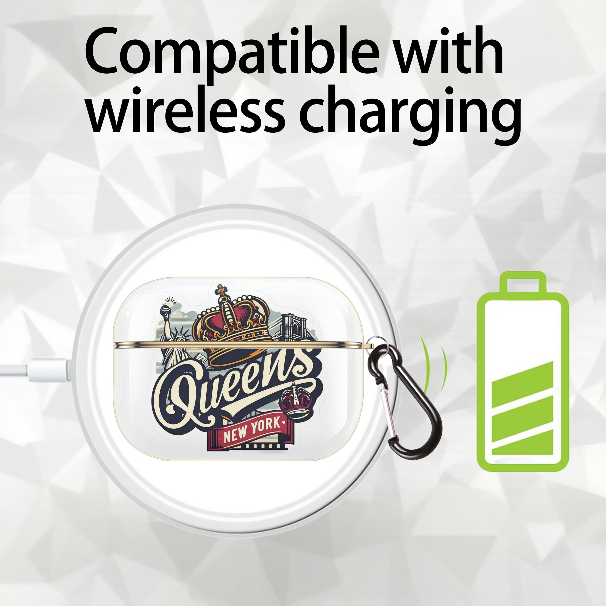 New York Yankees New York Queens Luxury Gold AirPods Pro Case With Keychain, Flexible PC Material, Full Protection, Precise Cutouts, Anti-Fingerprint, Washable, Durable Design