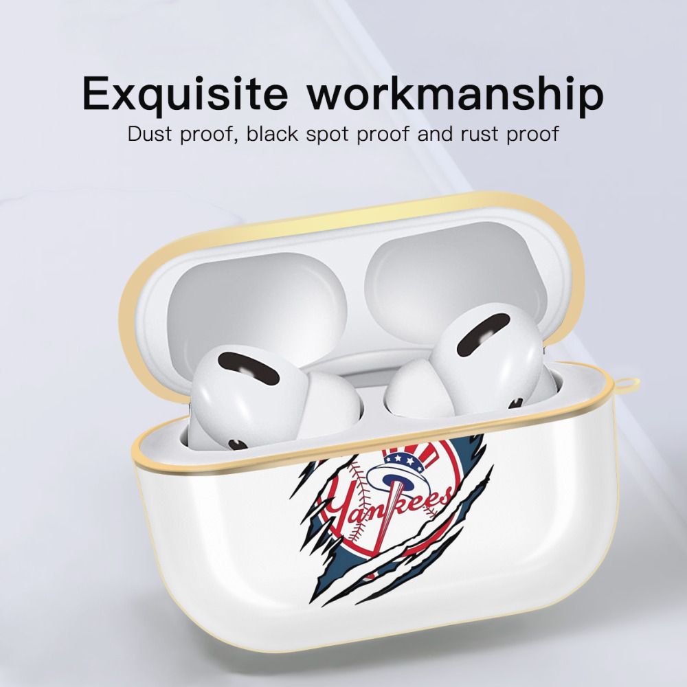 New York Yankees Claw Logo Luxury Gold AirPods Pro Case With Keychain, Flexible PC Material, Full Protection, Precise Cutouts, Anti-Fingerprint, Washable, Durable Design