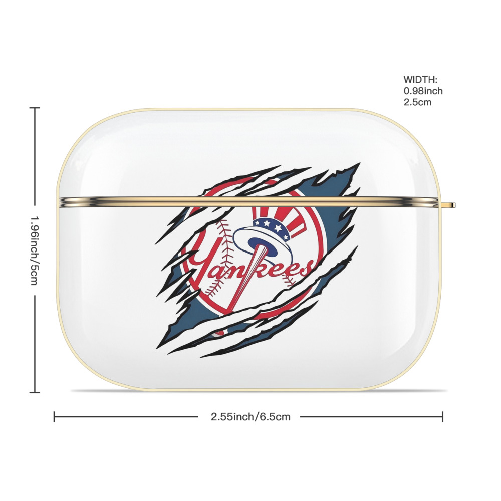 New York Yankees Claw Logo Luxury Gold AirPods Pro Case With Keychain, Flexible PC Material, Full Protection, Precise Cutouts, Anti-Fingerprint, Washable, Durable Design