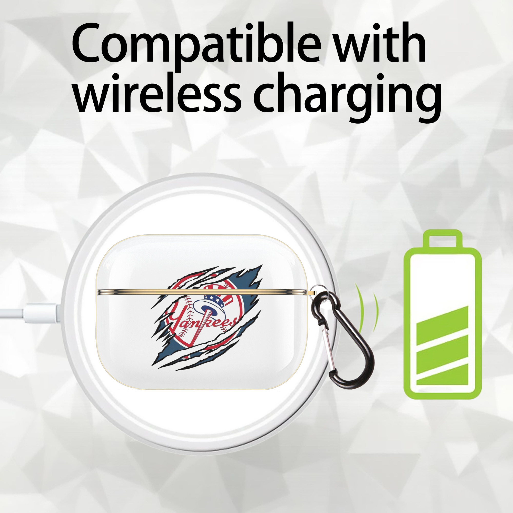 New York Yankees Claw Logo Luxury Gold AirPods Pro Case With Keychain, Flexible PC Material, Full Protection, Precise Cutouts, Anti-Fingerprint, Washable, Durable Design