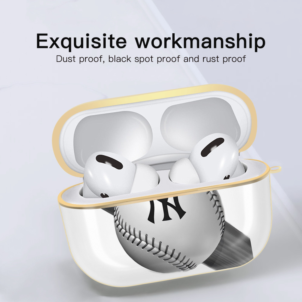 New York Yankees Baseball Luxury Gold AirPods Pro Case With Keychain, Flexible PC Material, Full Protection, Precise Cutouts, Anti-Fingerprint, Washable, Durable Design