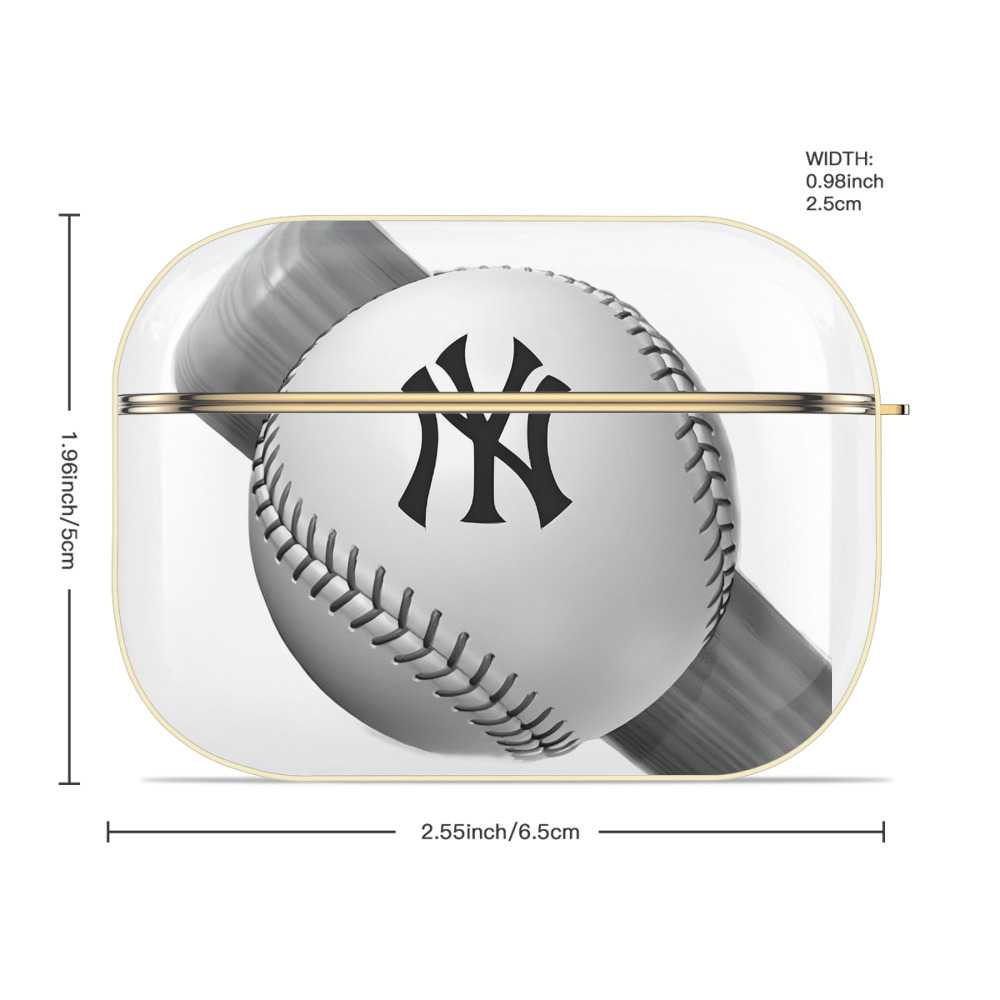 New York Yankees Baseball Luxury Gold AirPods Pro Case With Keychain, Flexible PC Material, Full Protection, Precise Cutouts, Anti-Fingerprint, Washable, Durable Design