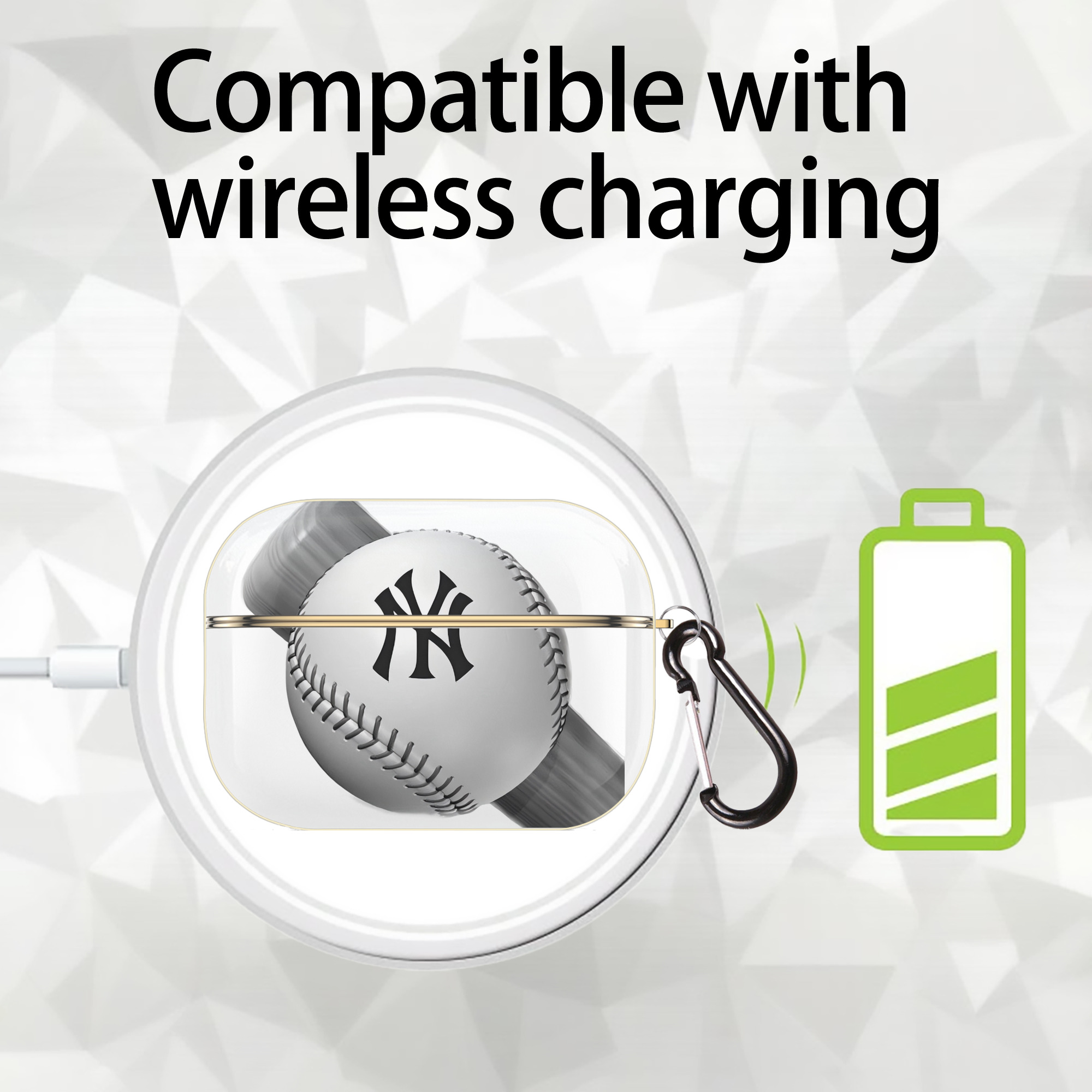 New York Yankees Baseball Luxury Gold AirPods Pro Case With Keychain, Flexible PC Material, Full Protection, Precise Cutouts, Anti-Fingerprint, Washable, Durable Design