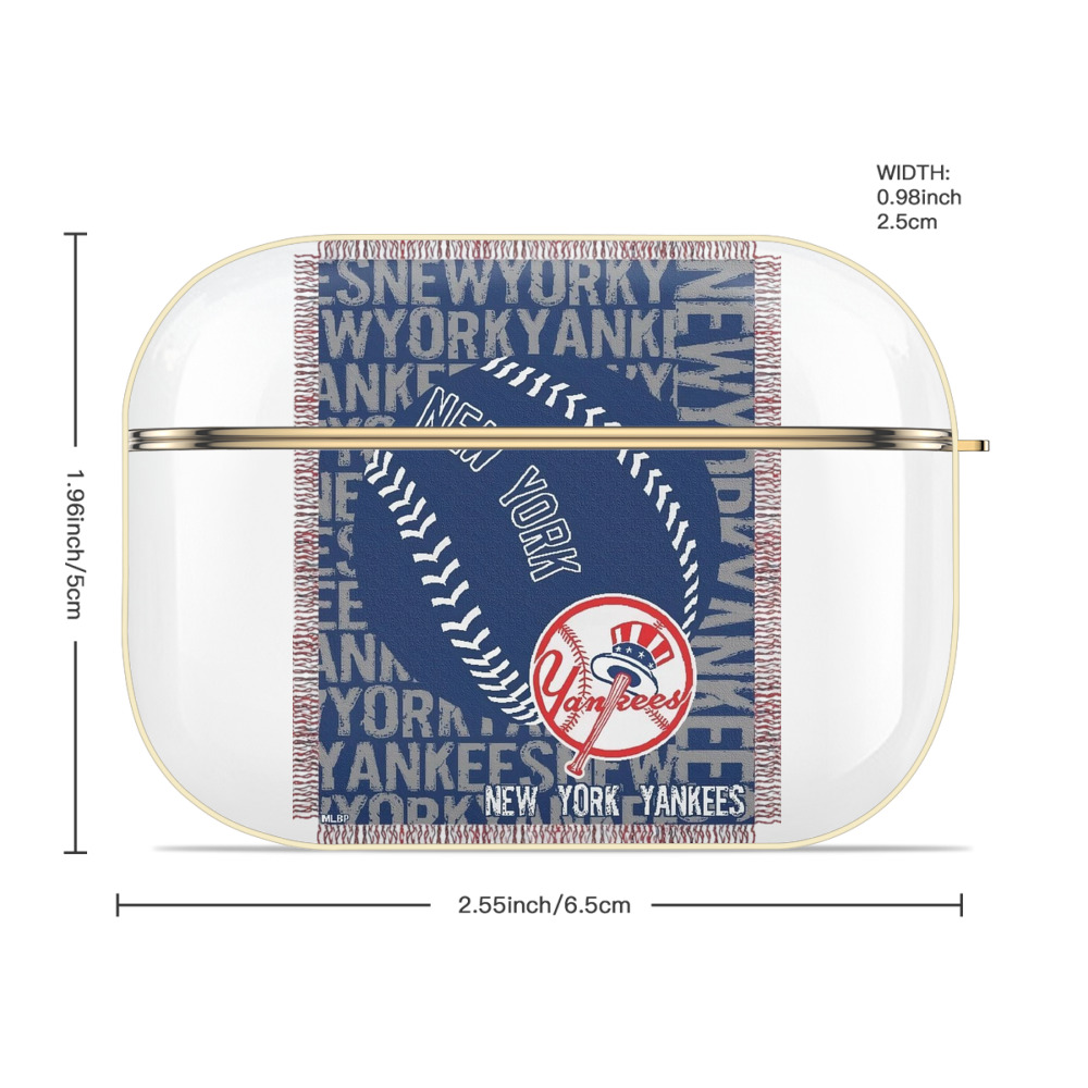New York Yankees 65 Luxury Gold AirPods Pro Case With Keychain, Flexible PC Material, Full Protection, Precise Cutouts, Anti-Fingerprint, Washable, Durable Design