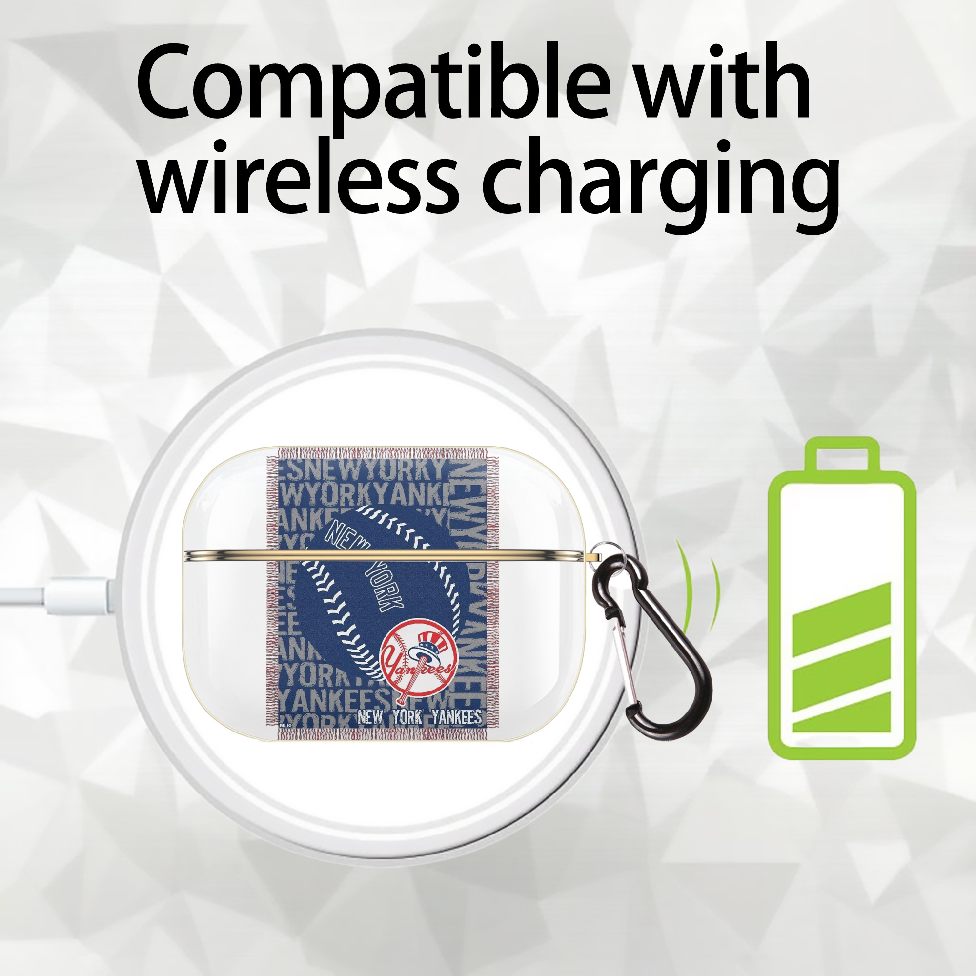 New York Yankees 65 Luxury Gold AirPods Pro Case With Keychain, Flexible PC Material, Full Protection, Precise Cutouts, Anti-Fingerprint, Washable, Durable Design