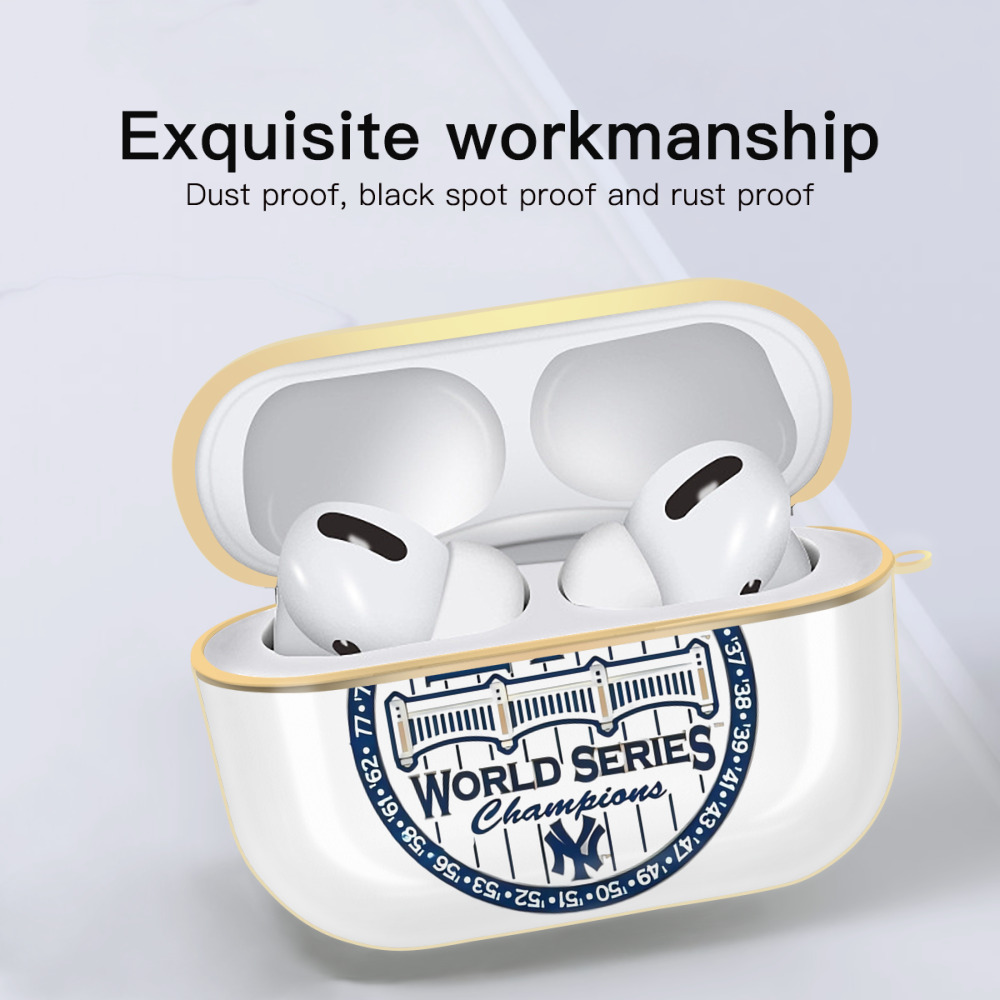 New York Yankees 27X WS Champions Luxury Gold AirPods Pro Case With Keychain, Flexible PC Material, Full Protection, Precise Cutouts, Anti-Fingerprint, Washable, Durable Design