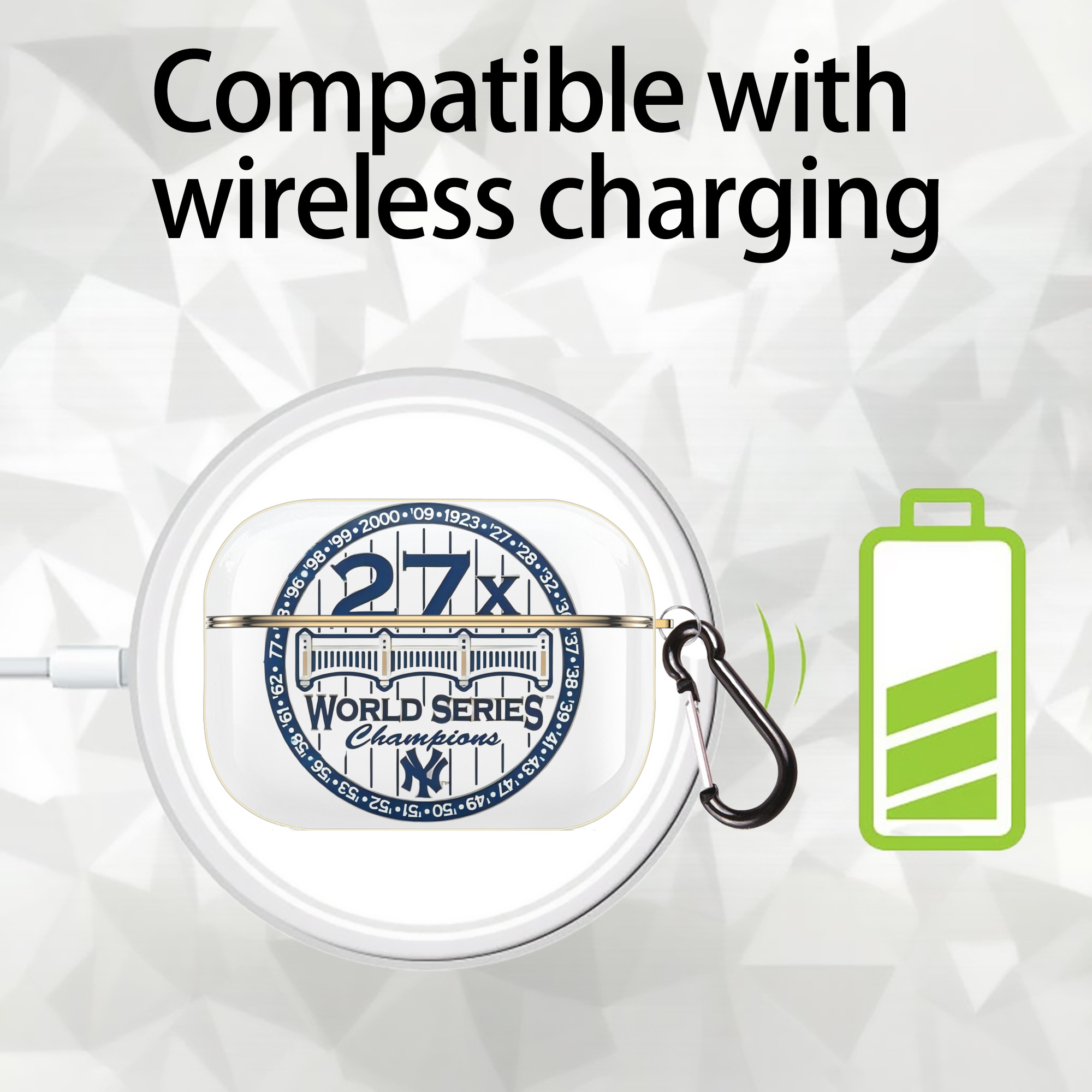 New York Yankees 27X WS Champions Luxury Gold AirPods Pro Case With Keychain, Flexible PC Material, Full Protection, Precise Cutouts, Anti-Fingerprint, Washable, Durable Design