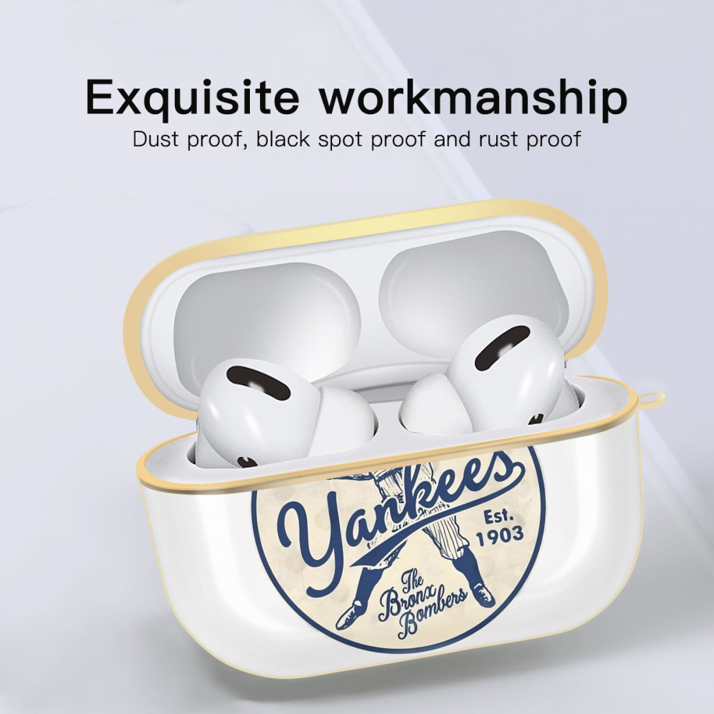 New York Yankees The Bronx Bombers Estd 1903 Luxury Gold AirPods Pro Case With Keychain, Flexible PC Material, Full Protection, Precise Cutouts, Anti-Fingerprint, Washable, Durable Design