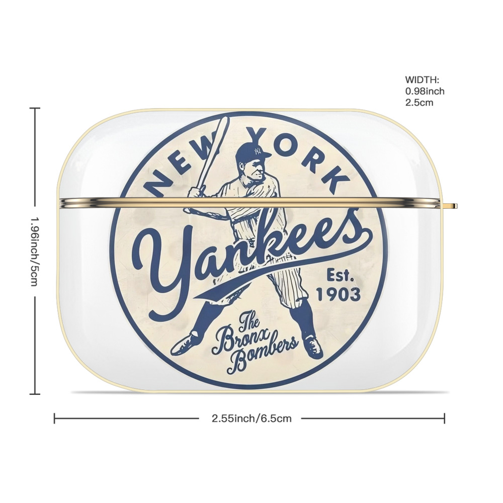New York Yankees The Bronx Bombers Estd 1903 Luxury Gold AirPods Pro Case With Keychain, Flexible PC Material, Full Protection, Precise Cutouts, Anti-Fingerprint, Washable, Durable Design