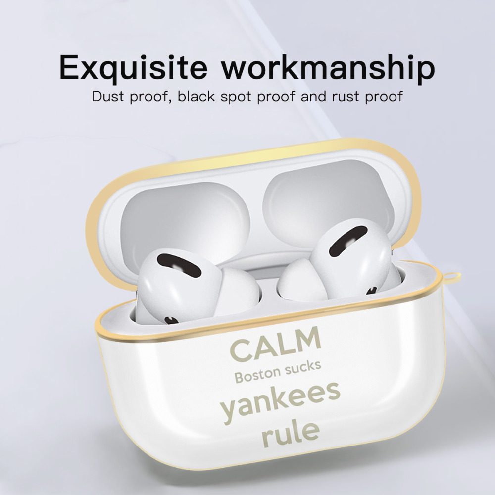 New York Yankees Keep Calm Yankees Rule Boston Sucks Luxury Gold AirPods Pro Case With Keychain, Flexible PC Material, Full Protection, Precise Cutouts, Anti-Fingerprint, Washable, Durable Design