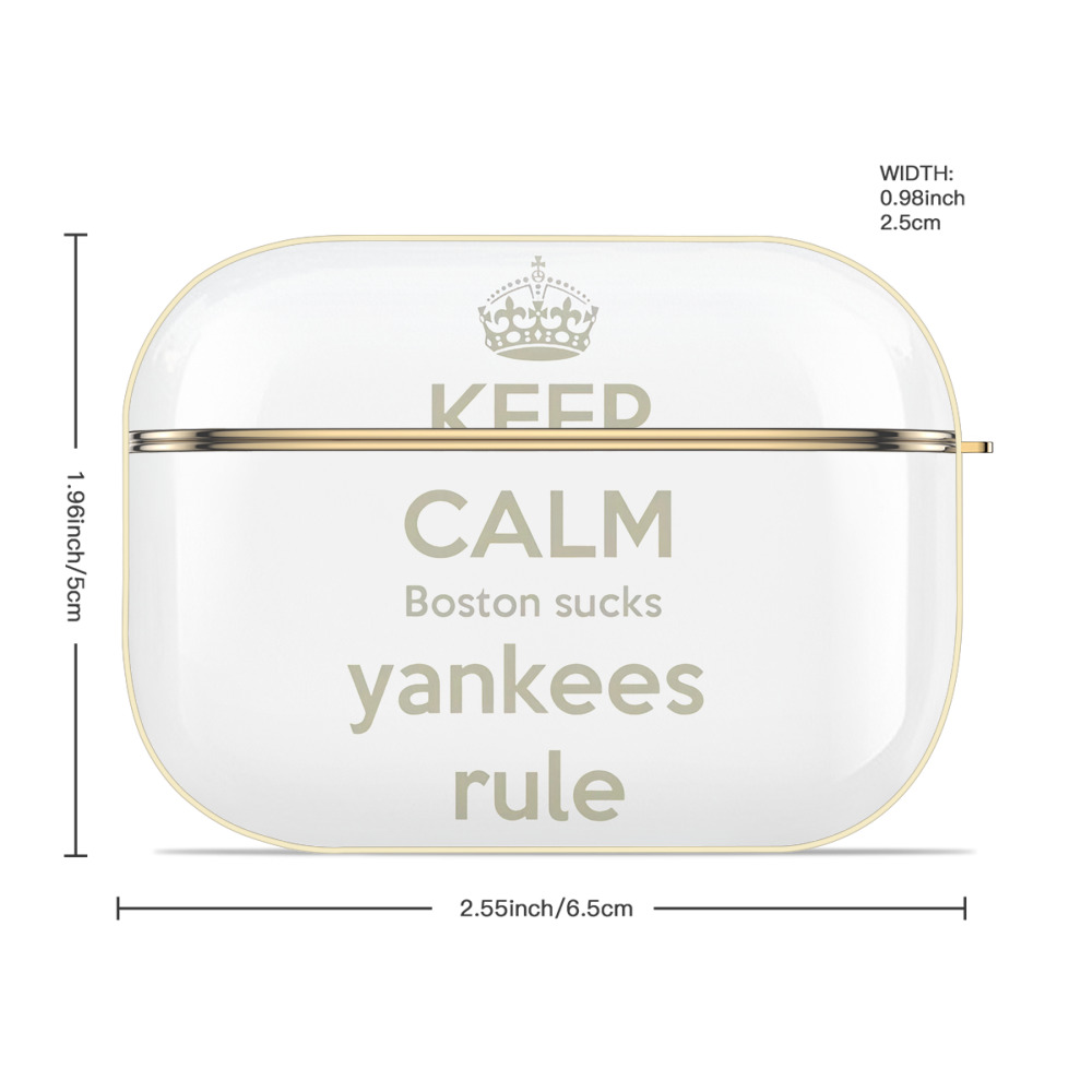 New York Yankees Keep Calm Yankees Rule Boston Sucks Luxury Gold AirPods Pro Case With Keychain, Flexible PC Material, Full Protection, Precise Cutouts, Anti-Fingerprint, Washable, Durable Design