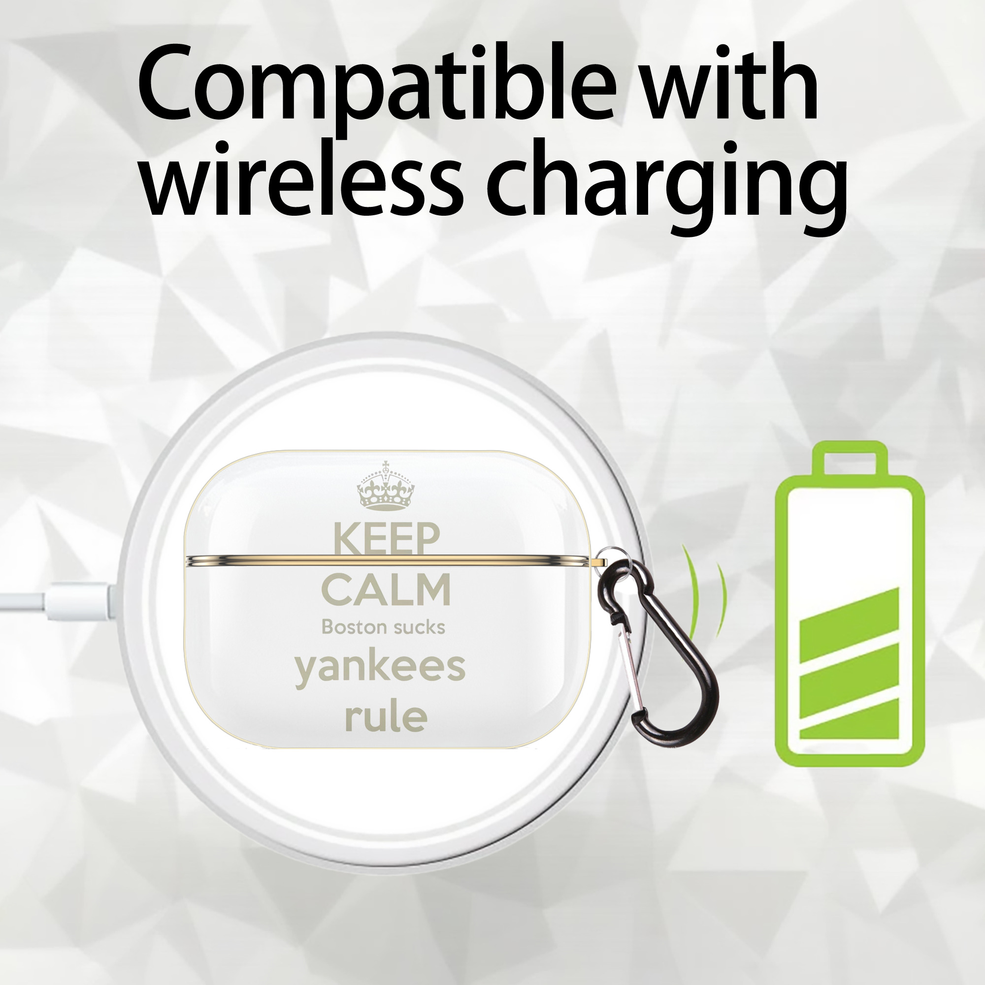 New York Yankees Keep Calm Yankees Rule Boston Sucks Luxury Gold AirPods Pro Case With Keychain, Flexible PC Material, Full Protection, Precise Cutouts, Anti-Fingerprint, Washable, Durable Design