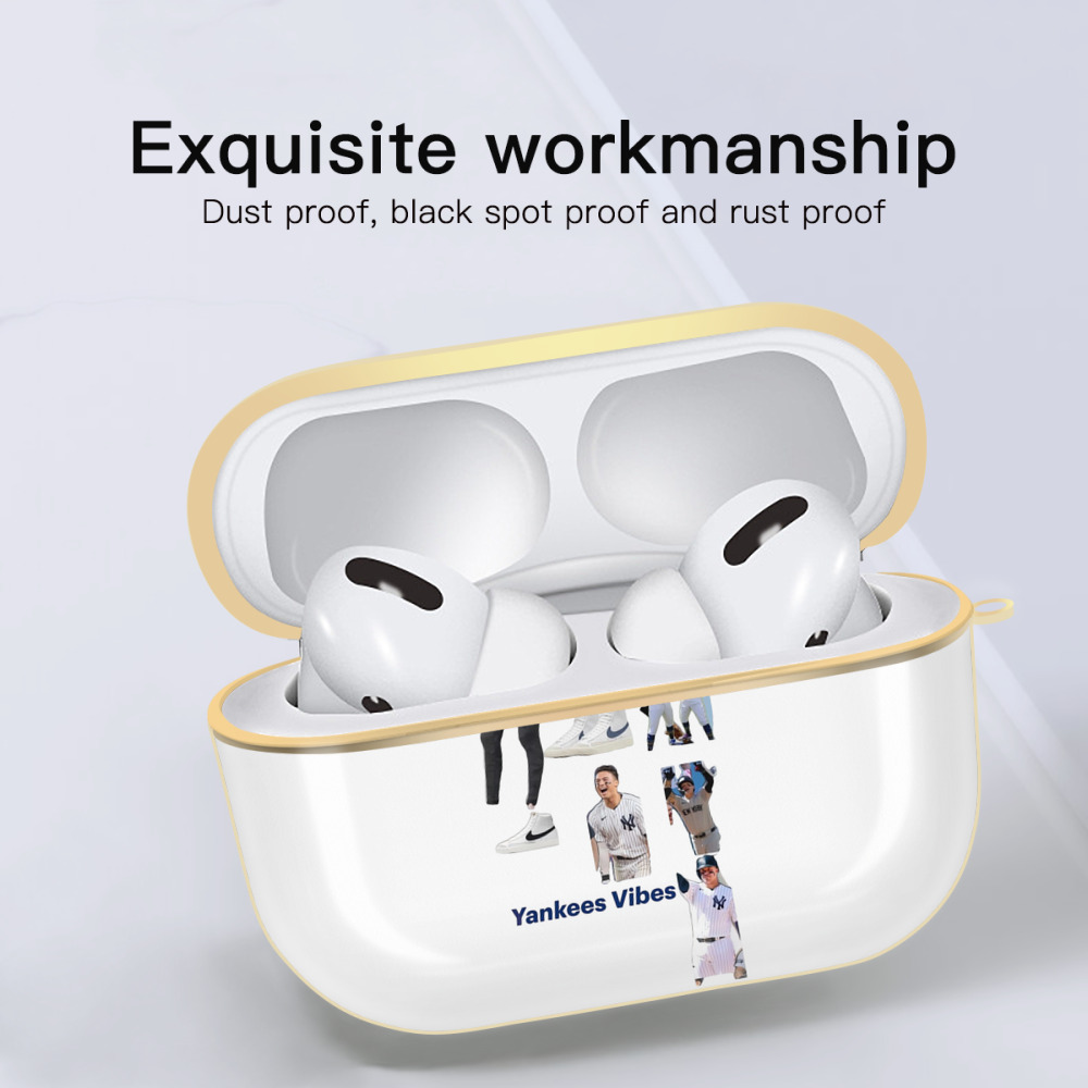 New York Yankees 282 Luxury Gold AirPods Pro Case With Keychain, Flexible PC Material, Full Protection, Precise Cutouts, Anti-Fingerprint, Washable, Durable Design