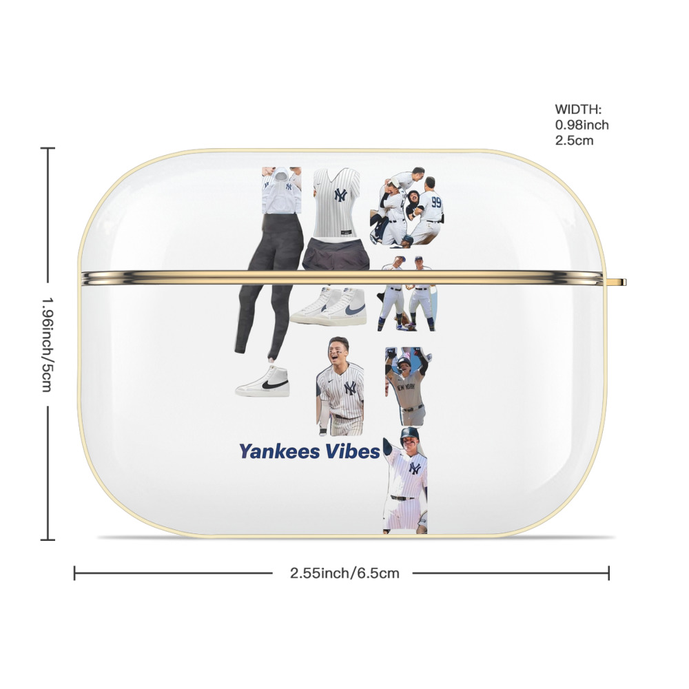New York Yankees 282 Luxury Gold AirPods Pro Case With Keychain, Flexible PC Material, Full Protection, Precise Cutouts, Anti-Fingerprint, Washable, Durable Design