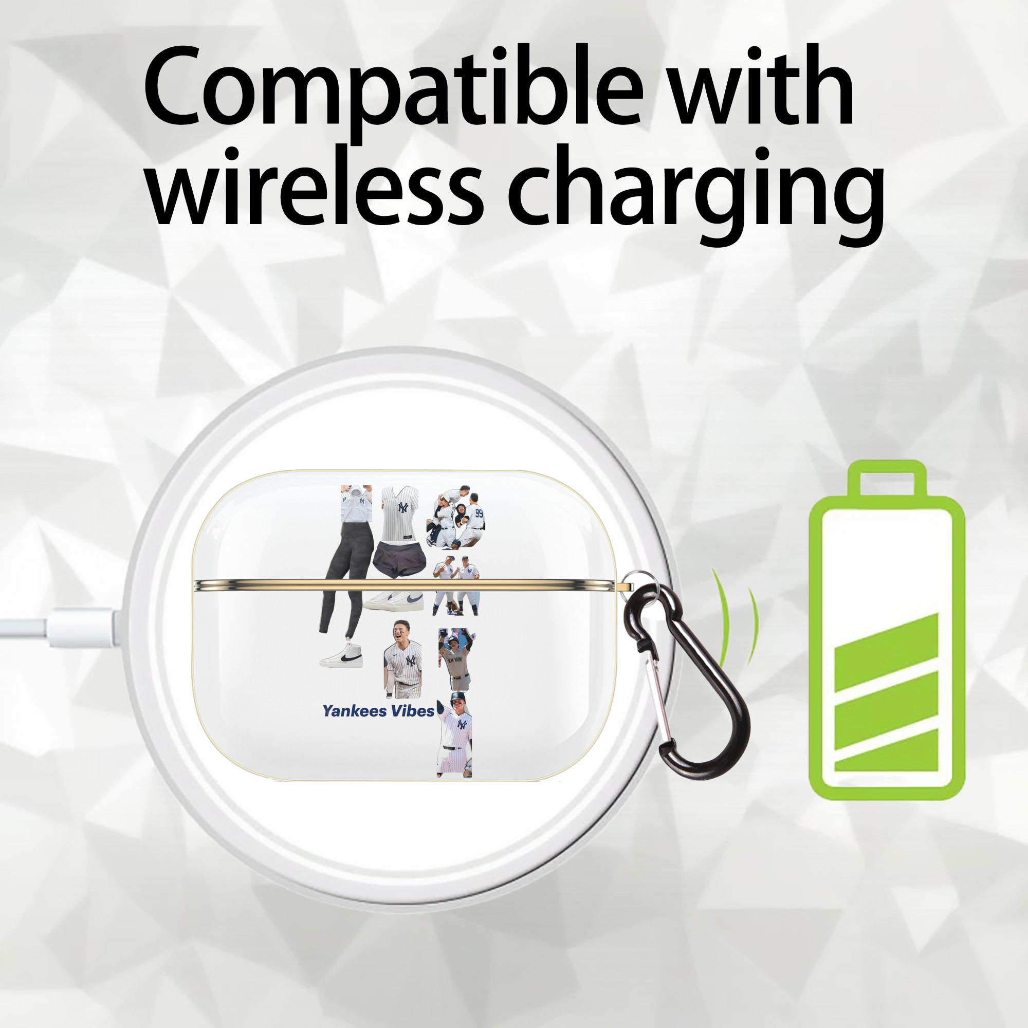 New York Yankees 282 Luxury Gold AirPods Pro Case With Keychain, Flexible PC Material, Full Protection, Precise Cutouts, Anti-Fingerprint, Washable, Durable Design