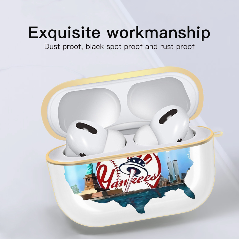 New York Yankees Whole USA Luxury Gold AirPods Pro Case With Keychain, Flexible PC Material, Full Protection, Precise Cutouts, Anti-Fingerprint, Washable, Durable Design