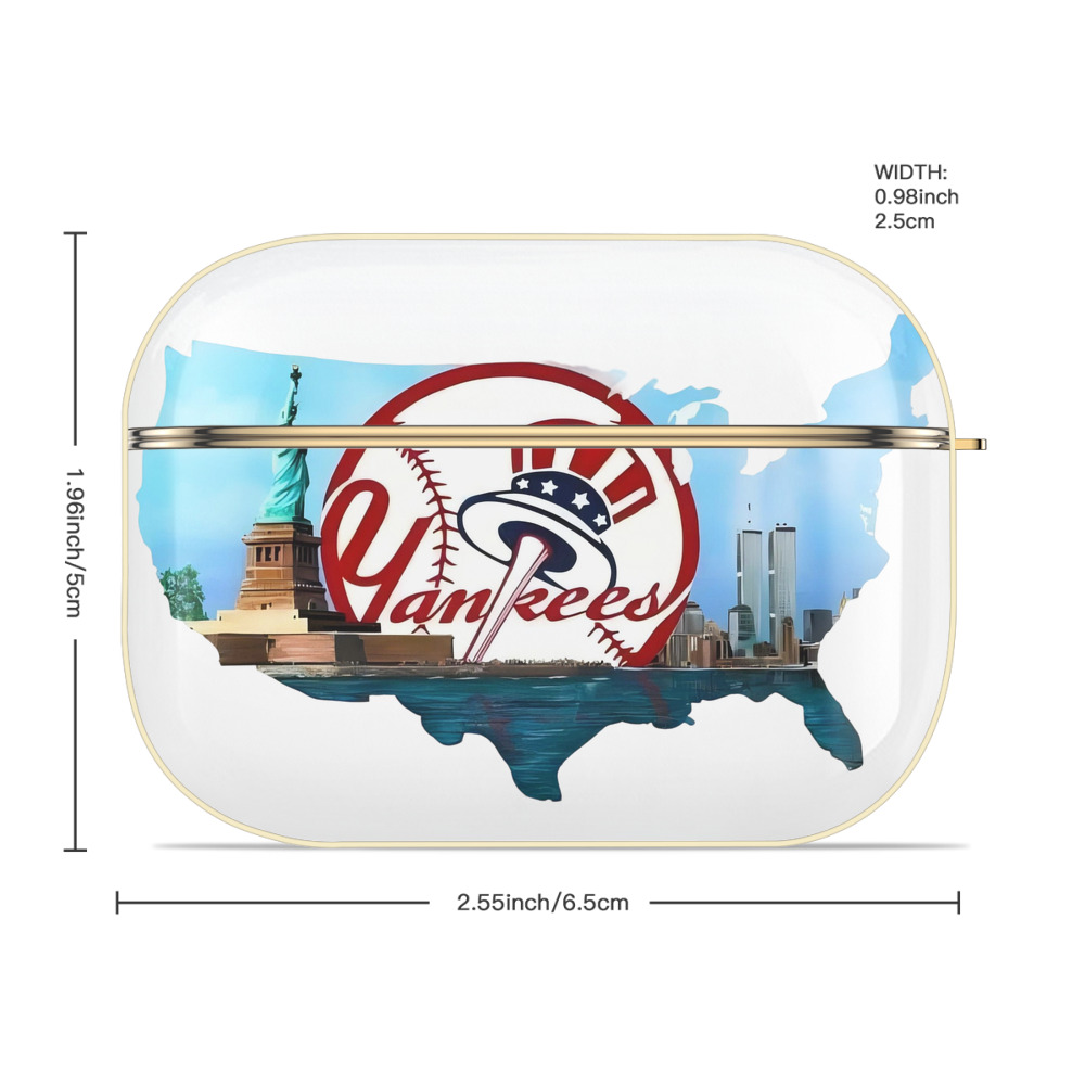 New York Yankees Whole USA Luxury Gold AirPods Pro Case With Keychain, Flexible PC Material, Full Protection, Precise Cutouts, Anti-Fingerprint, Washable, Durable Design