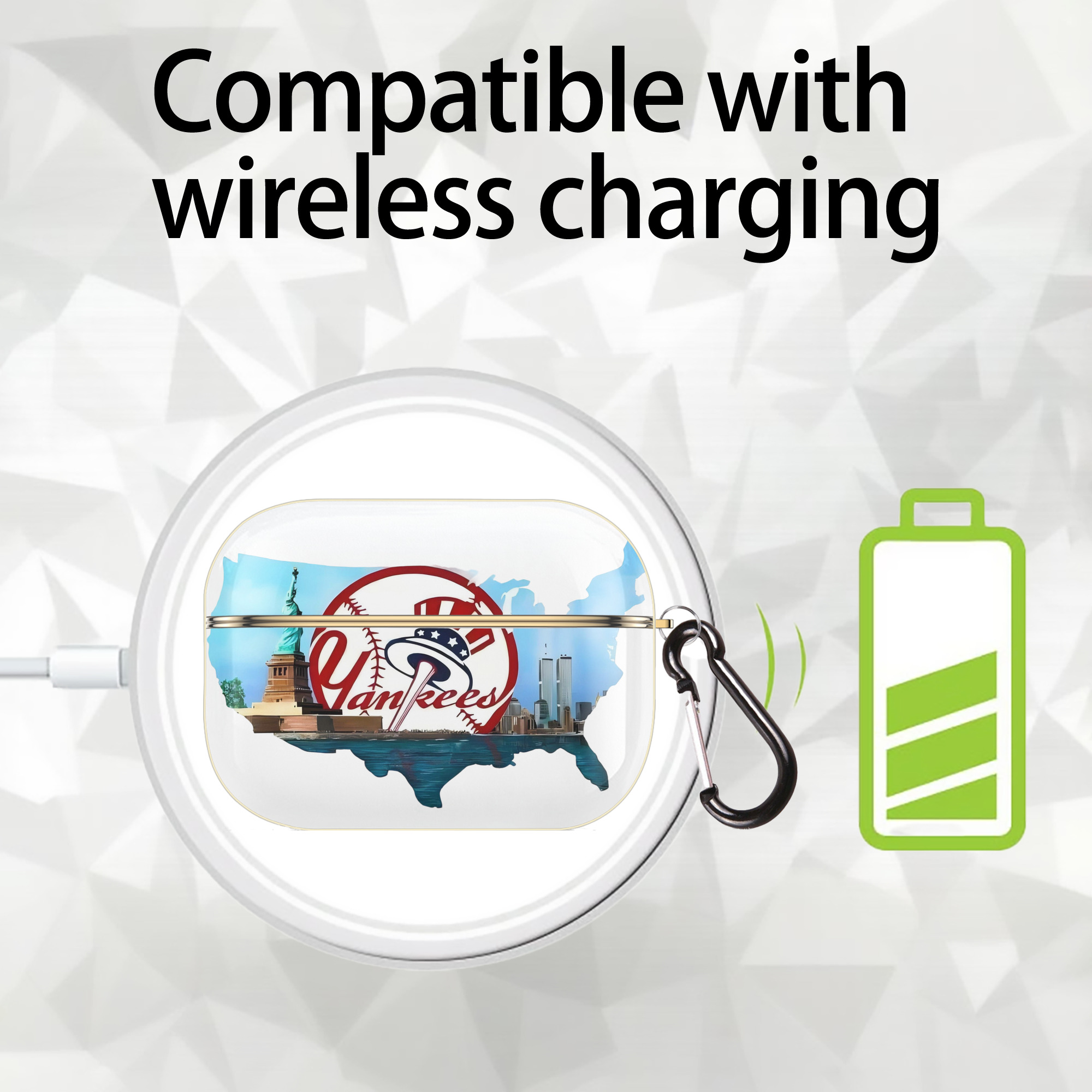 New York Yankees Whole USA Luxury Gold AirPods Pro Case With Keychain, Flexible PC Material, Full Protection, Precise Cutouts, Anti-Fingerprint, Washable, Durable Design