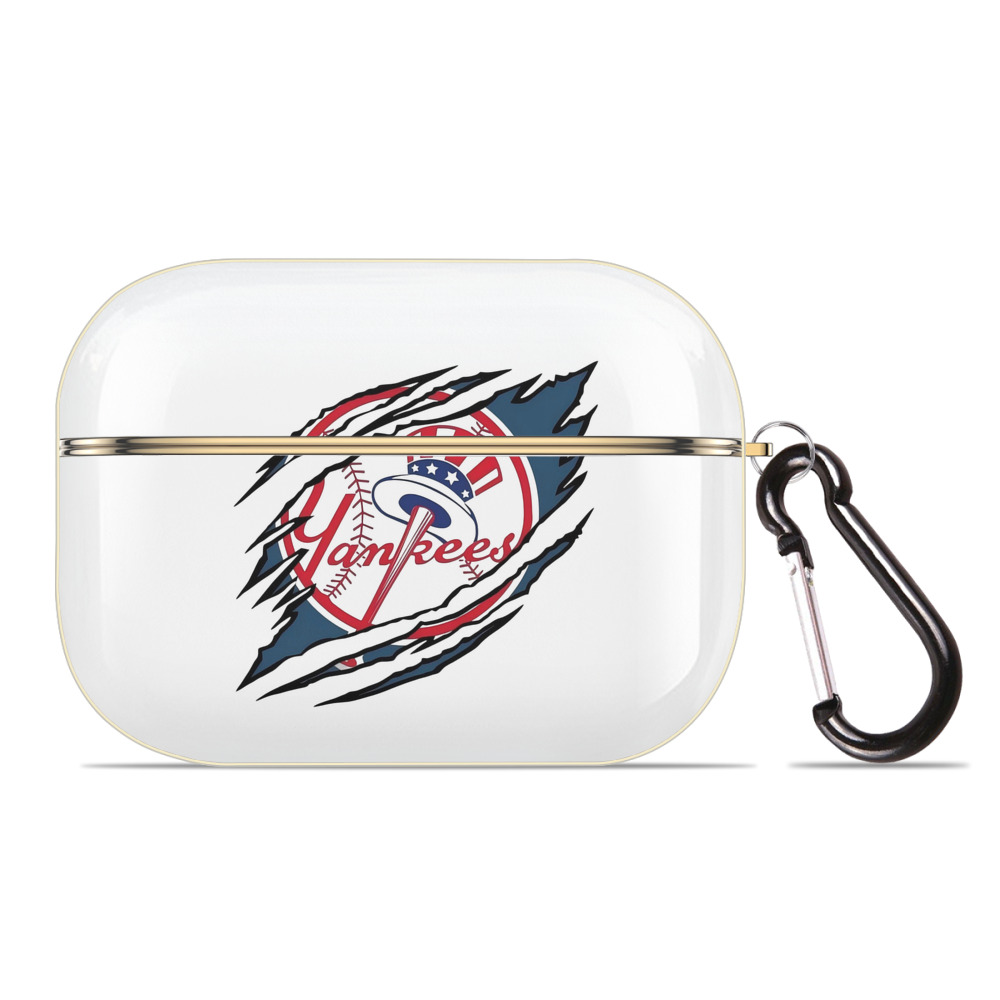 New York Yankees Claw Logo Luxury Gold AirPods Pro Case With Keychain, Flexible PC Material, Full Protection, Precise Cutouts, Anti-Fingerprint, Washable, Durable Design