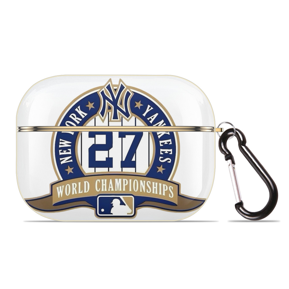 New York Yankees 27 World Championships Luxury Gold AirPods Pro Case With Keychain, Flexible PC Material, Full Protection, Precise Cutouts, Anti-Fingerprint, Washable, Durable Design